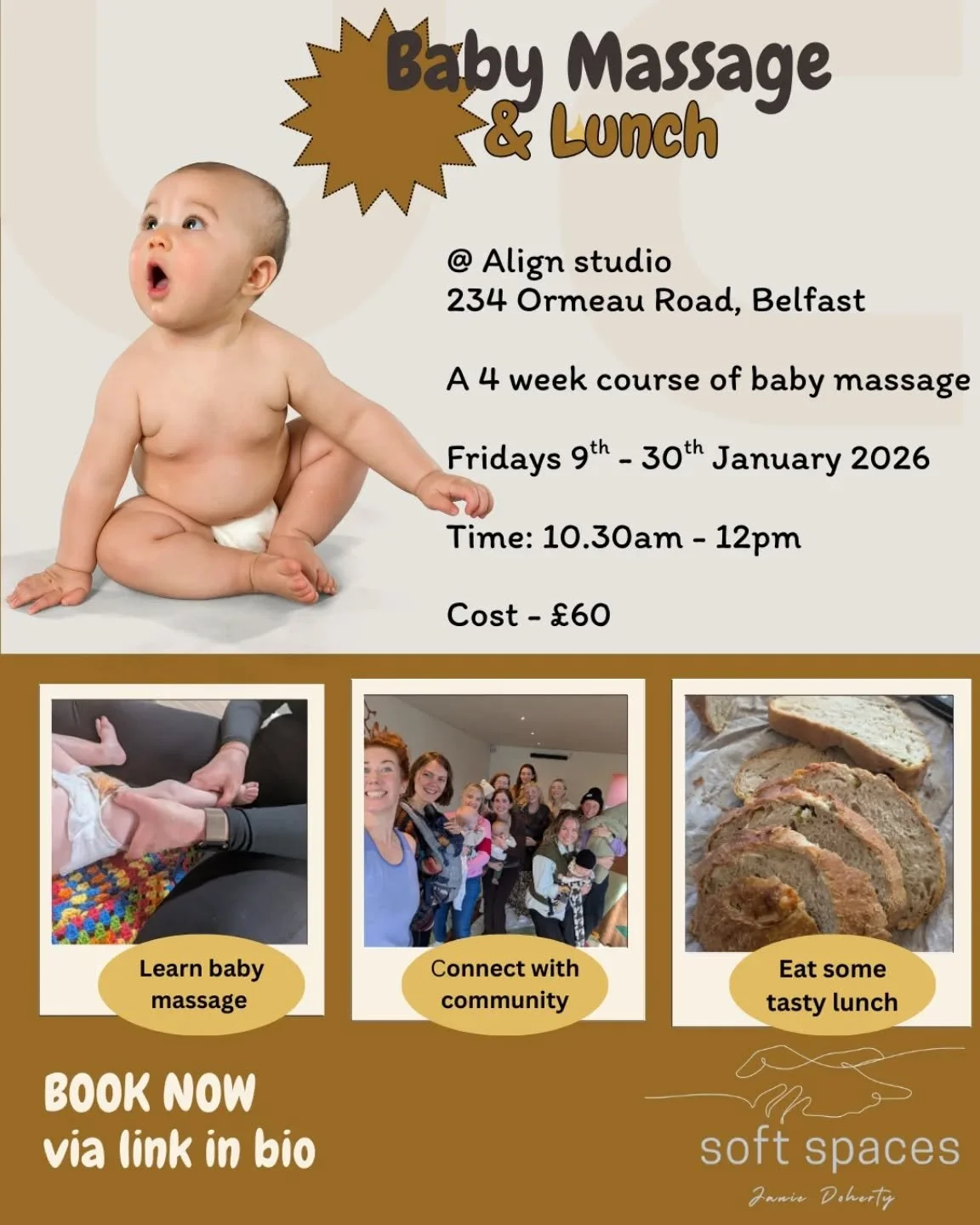 New Baby Massage Course &mdash; January 2026 🤎✨

I&rsquo;m really looking forward to hosting a new 4-week baby massage course at Align Movement Studios.

A gentle space for you to stretch and move with other mamas/parents,
learn a baby massage routi