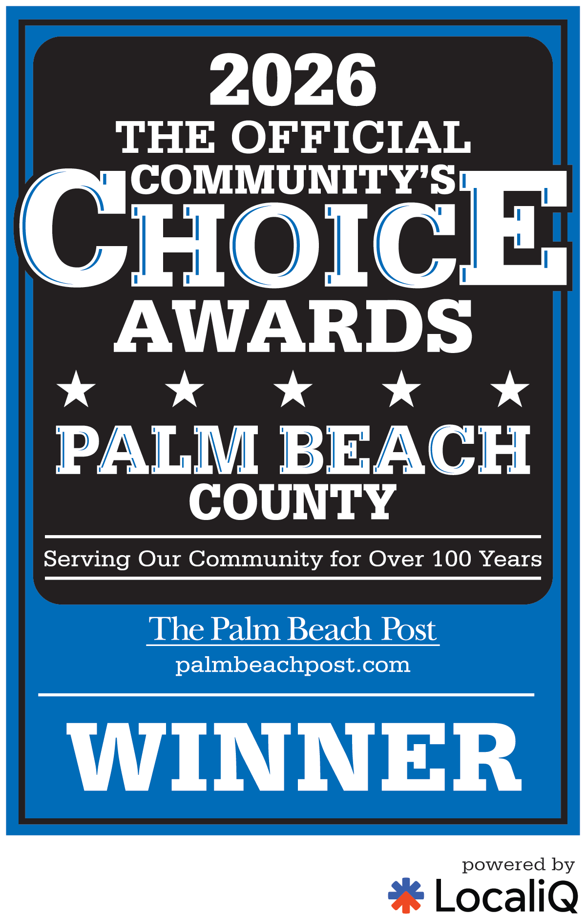 Winner of the Palm Beach County Community Choice Awards