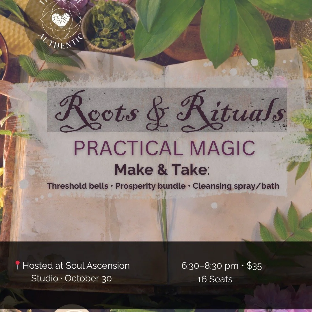 Hey friends! Ready to get crafty?🔮

Join me for Roots &amp; Rituals: Practical Magic night on Oct 30&mdash;we&rsquo;re making threshold bells, a prosperity bundle, and a gentle cleansing spray/bath sachet. 

It&rsquo;s inclusive, fragrance-aware, be