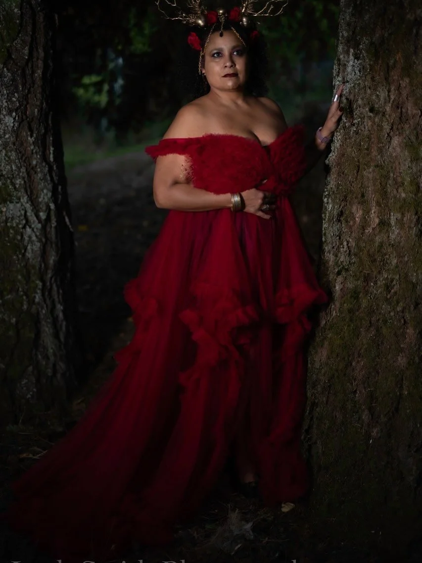 Did a little mini retreat to remember the parts of me I&rsquo;d archived in this busiest of seasons ❤️

I was adorned, crowned, cloaked in red, and left carrying my own light while honoring my darkness. 

Thank you @leahsmithphotography and @beecons_