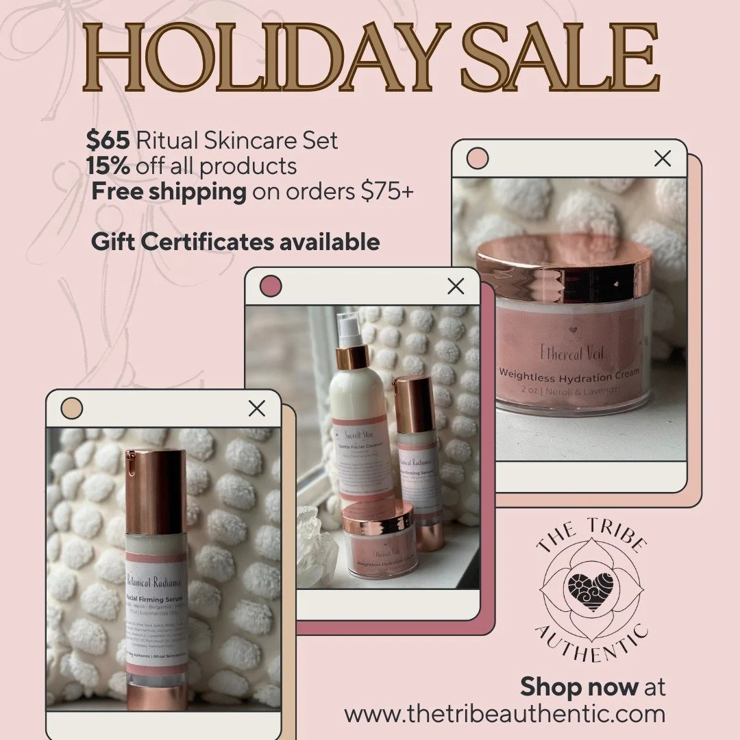 Tribe Authentic Tuesday is here ✨

&bull; Ritual Skincare Set: $10 off (now $65)
&bull; Everything else: 15% off through Friday
&bull; Free shipping over $75
&bull; Gift Certificates now available 🎁

Give rituals, not stress.
Give glow, not clutter.