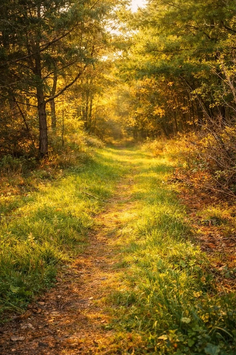 A sunny path in the woods