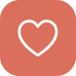 Red square with a heart icon