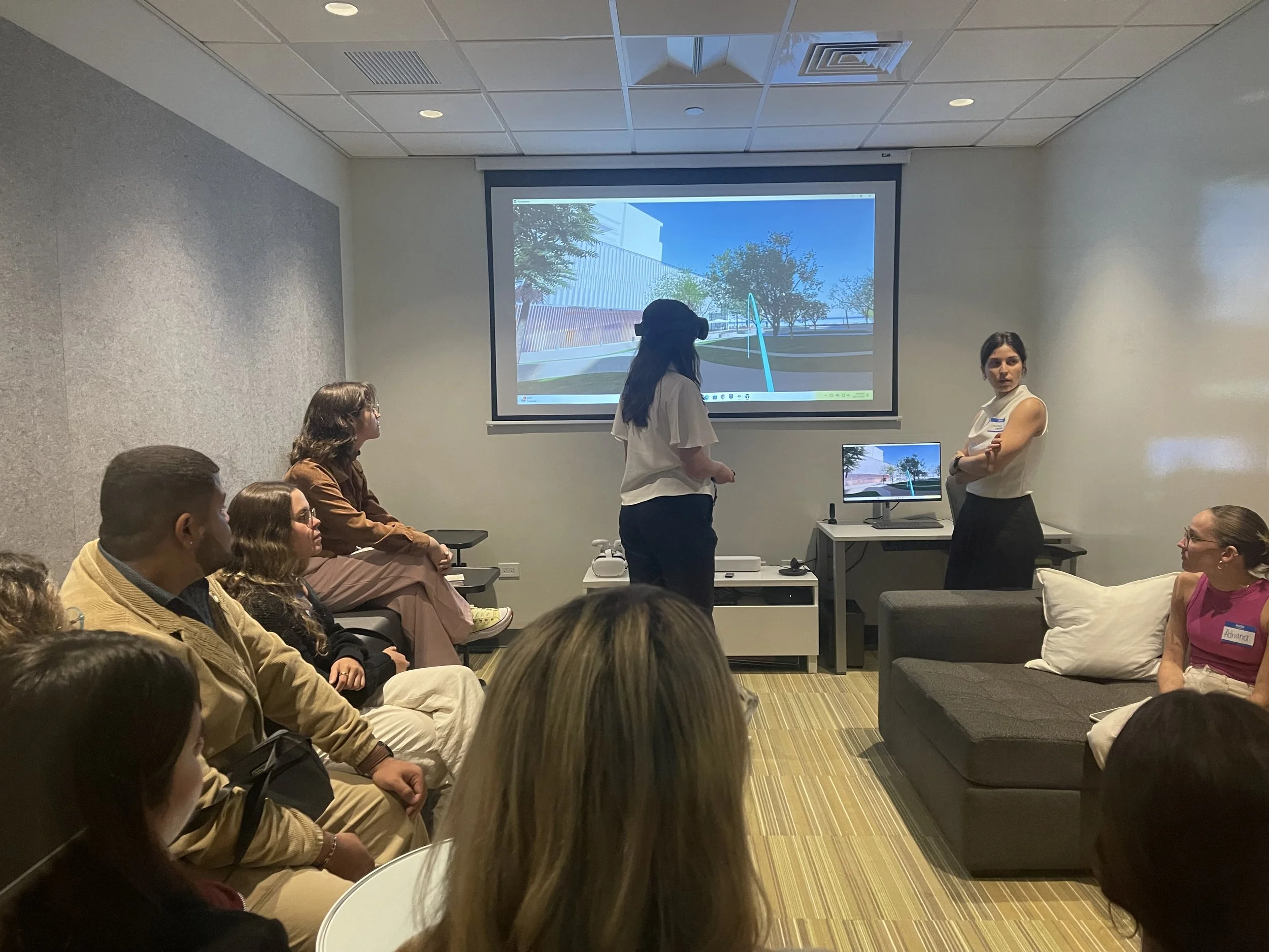 Person demonstrating a project in Virtual Reality.