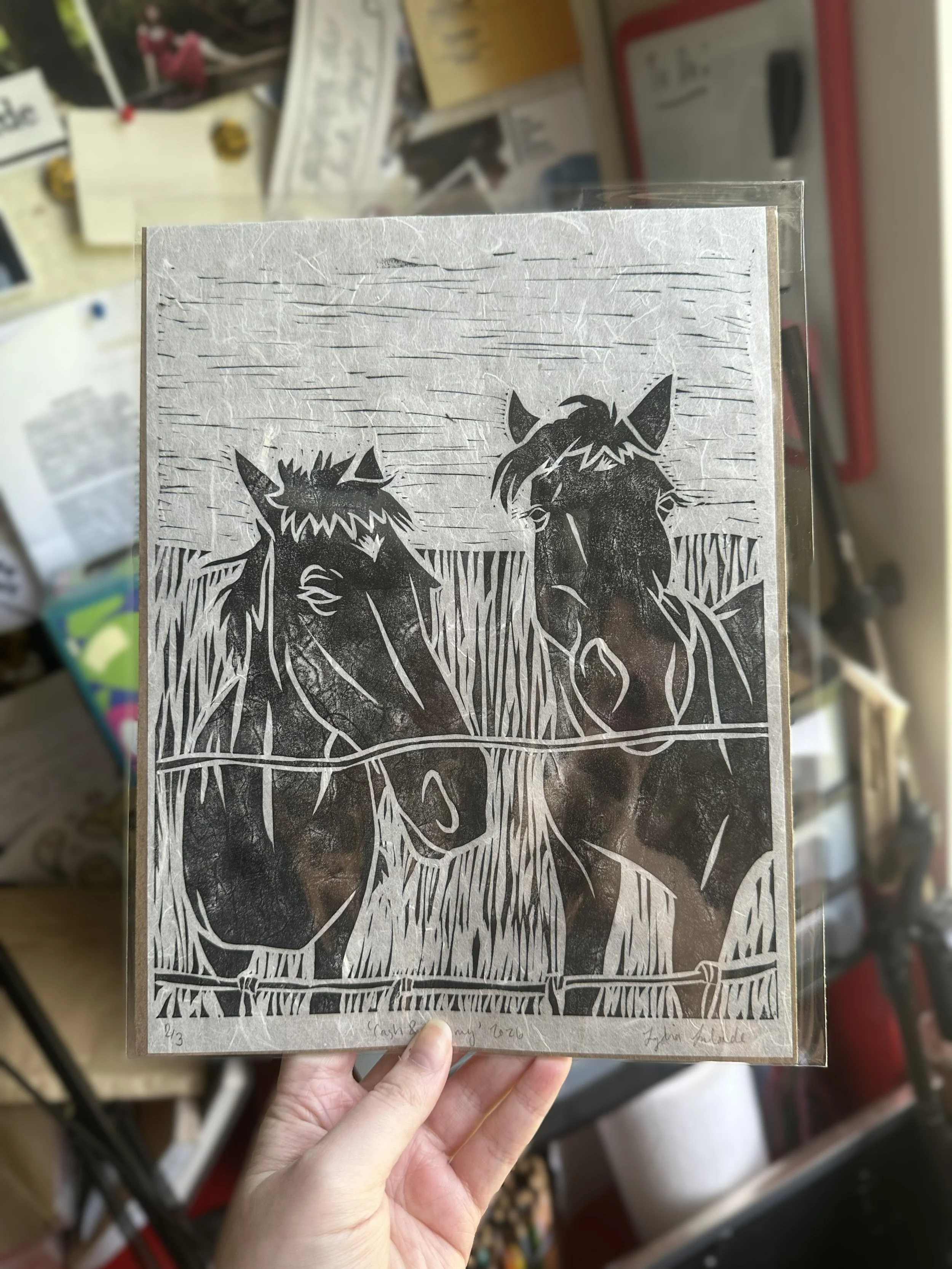Cash & Tommy Linocut Print