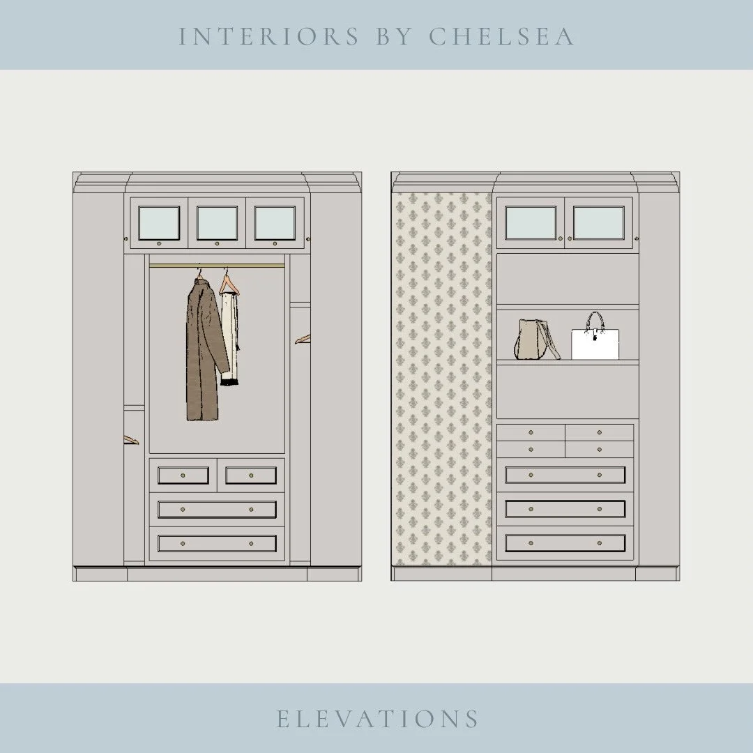 Custom closet elevations from a past project - designed to turn your ideas into a clear direction before you build or renovate✨

#customclosetdesign #closetdesign #constructiondrawings #virtualhomedesign #luxuryinteriors