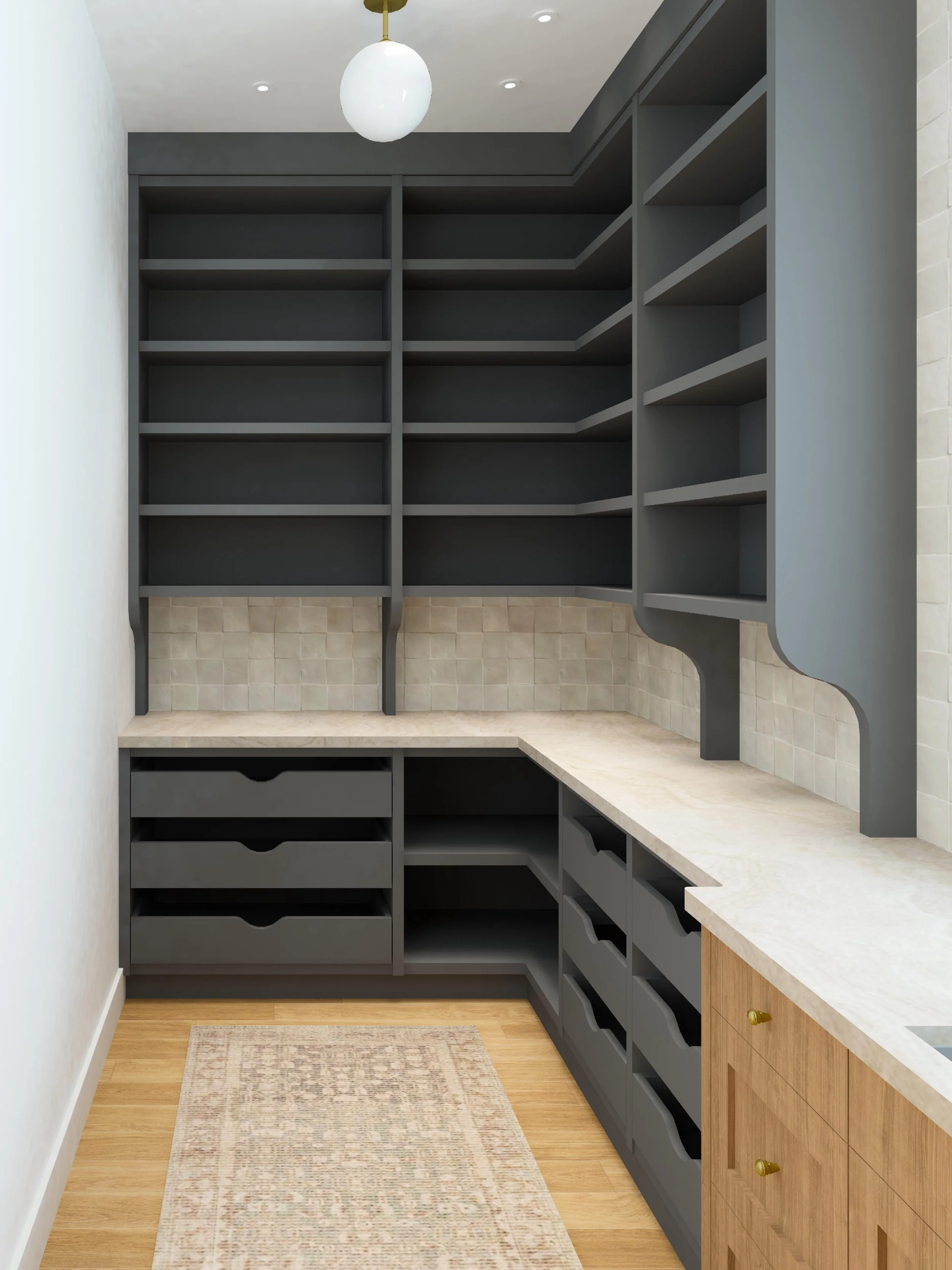 I could never get tired of designing pantries!! 
Each one is so different in the way it needs to function and the space able to make that happen

#interiordesignservice #pantryinspo #pantrydesign 
#virtualdesign #customcabinetry