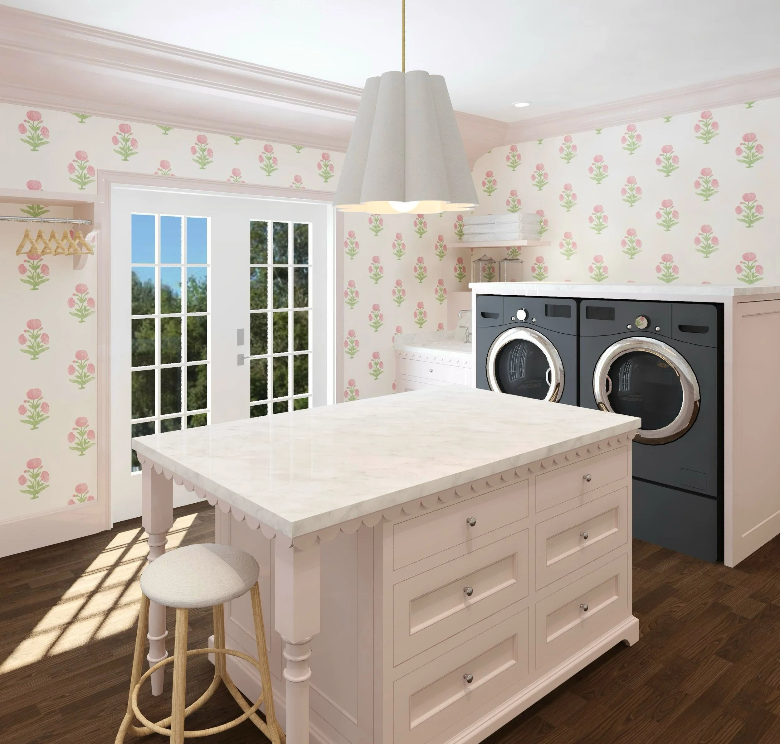 It's not every day that a client requests pink cabinetry!
I had so much fun designing this sweet, girly laundry room. A little pink goes a long way!🎀

#laundryroomdesign #cabinetdesigner #interiordesignservice #customhomedesign #virtualhomedesign