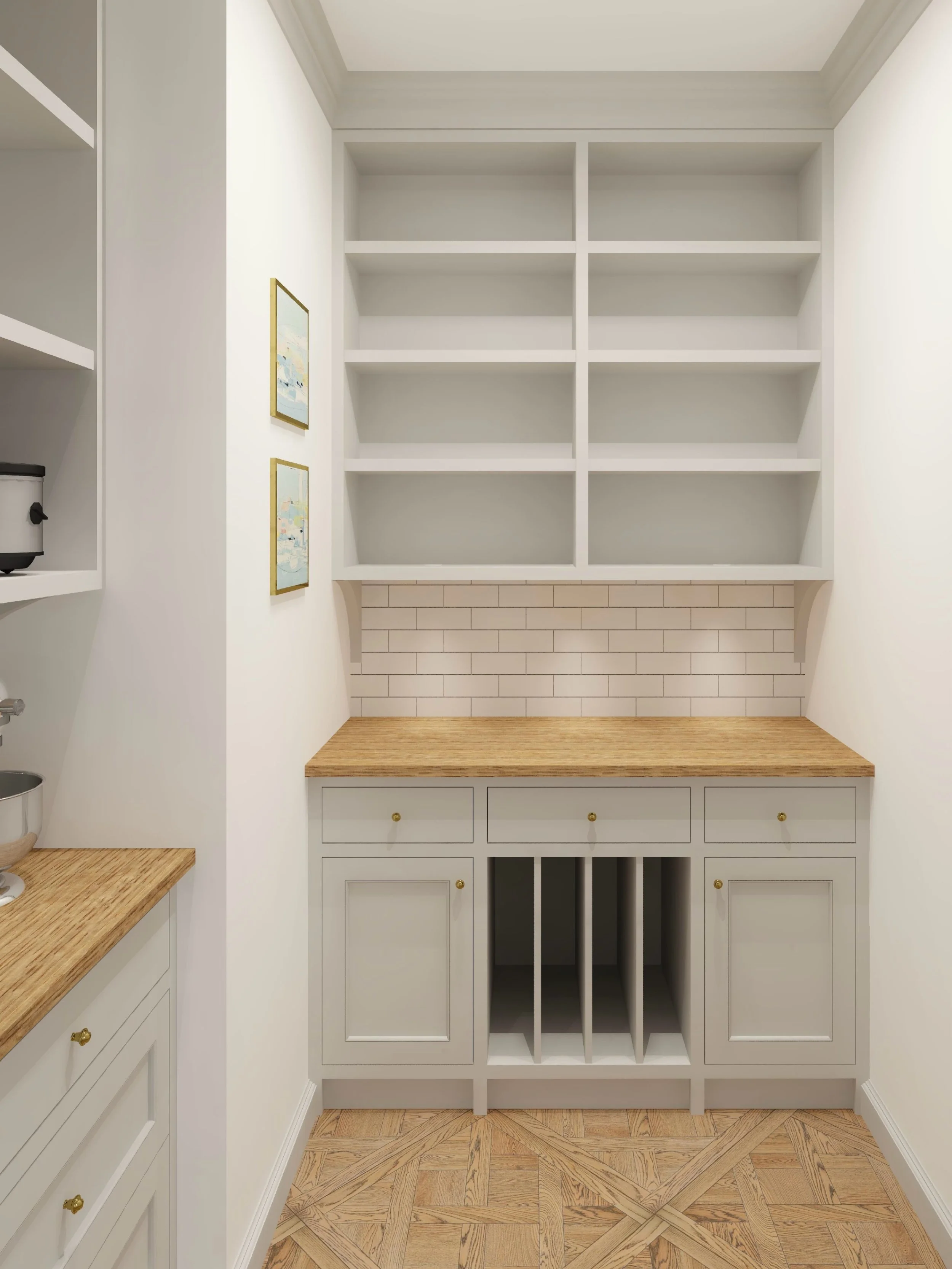 A simple but very effective pantry🫡
This space makes room for both food storage and small appliances, plus a dedicated spot for trays and platters. Everything has its own place, without the need for a large footprint.

#interiordesignservice #pantry