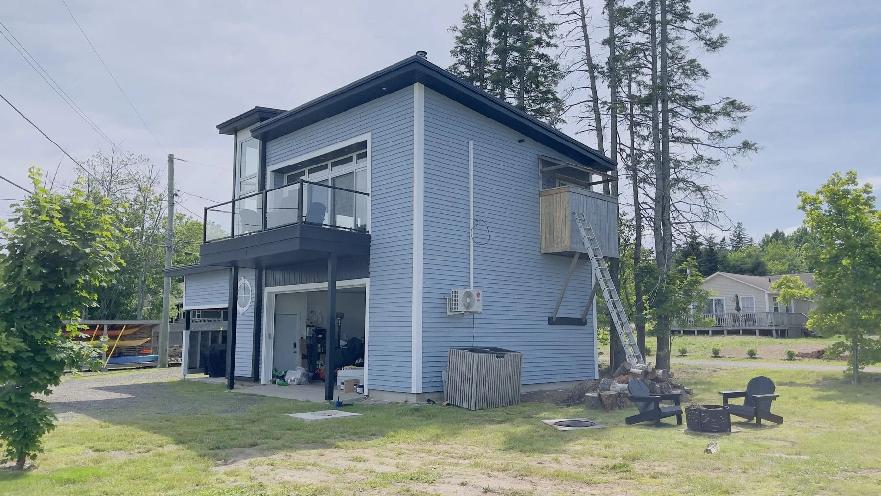 Modern blue loft exterior, Shediac