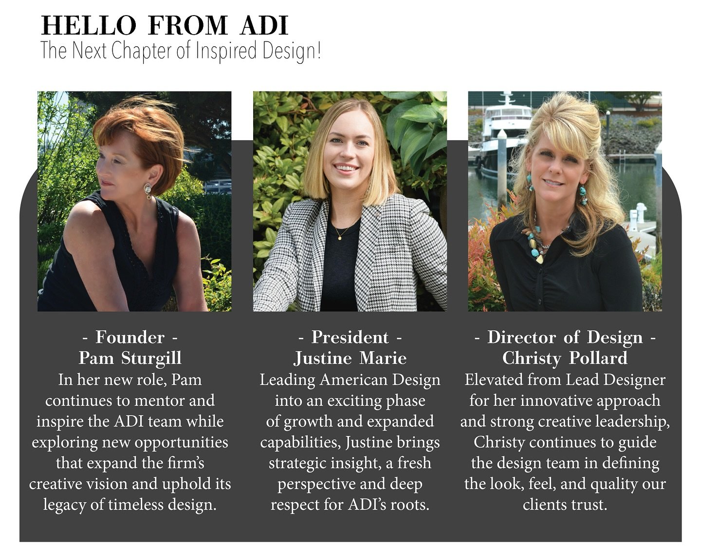 As our company continues to grow and evolve, we&rsquo;ve made a few meaningful leadership changes that will bring our most dynamic chapter yet.
Our dedication to outstanding design, trusted relationships, and a client-first experience remains the sam