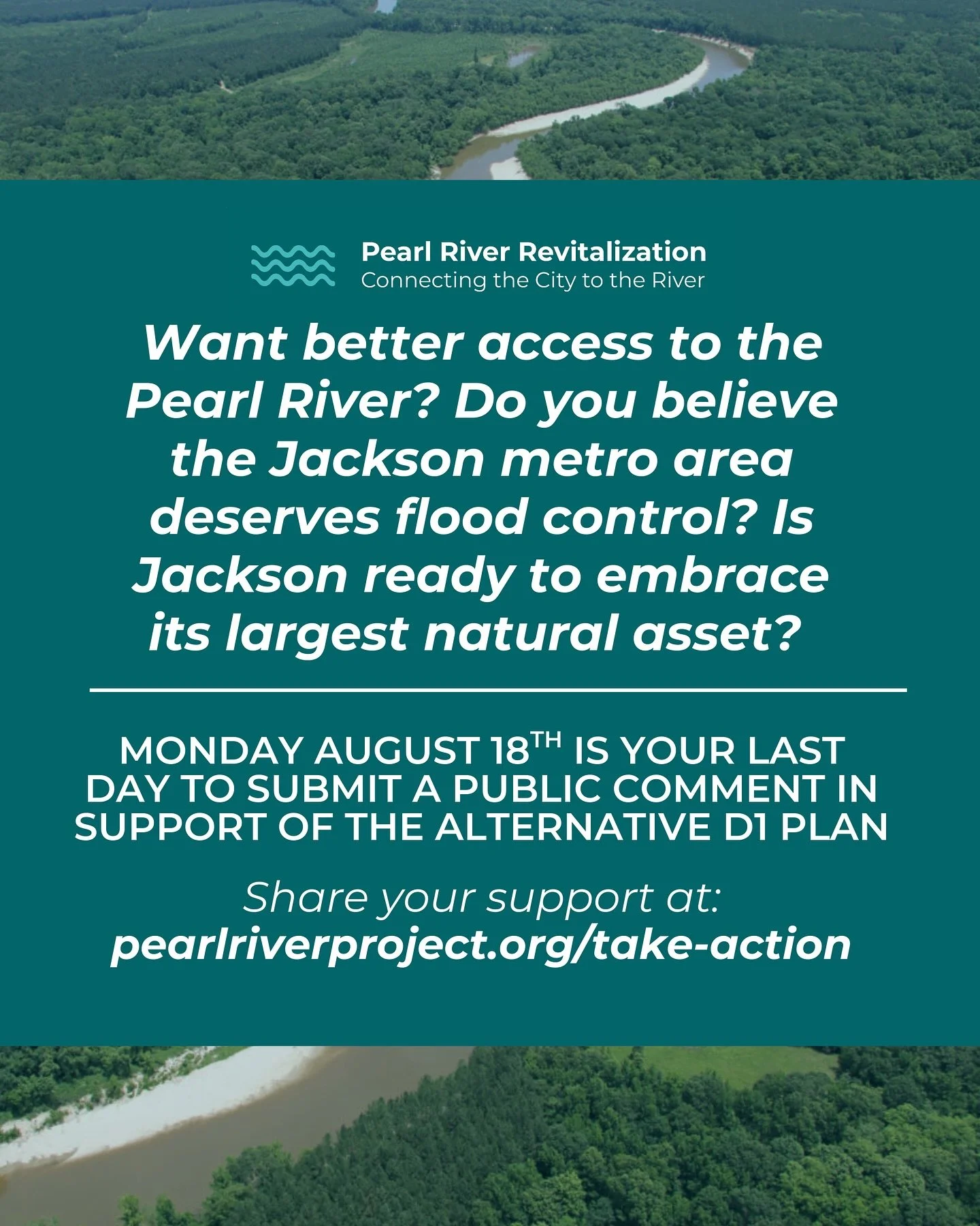 Want better access to the Pearl River? Do you believe the Jackson metro area deserves flood control? Is Jackson ready to embrace its largest natural asset? Here&rsquo;s how to help make it happen ⬇️

Monday August 18th is your last day to submit a pu