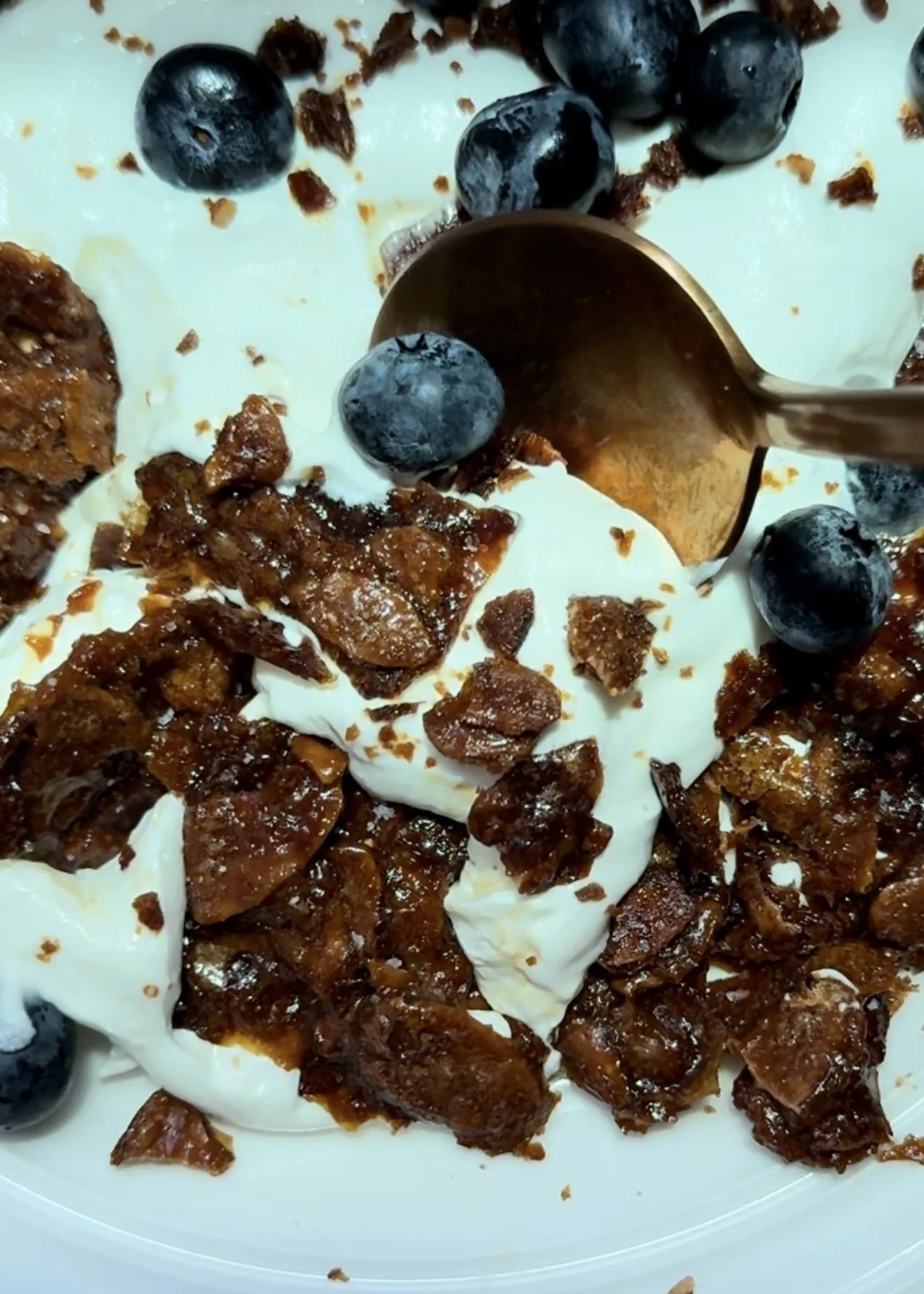 labneh mousse with almond brittle
