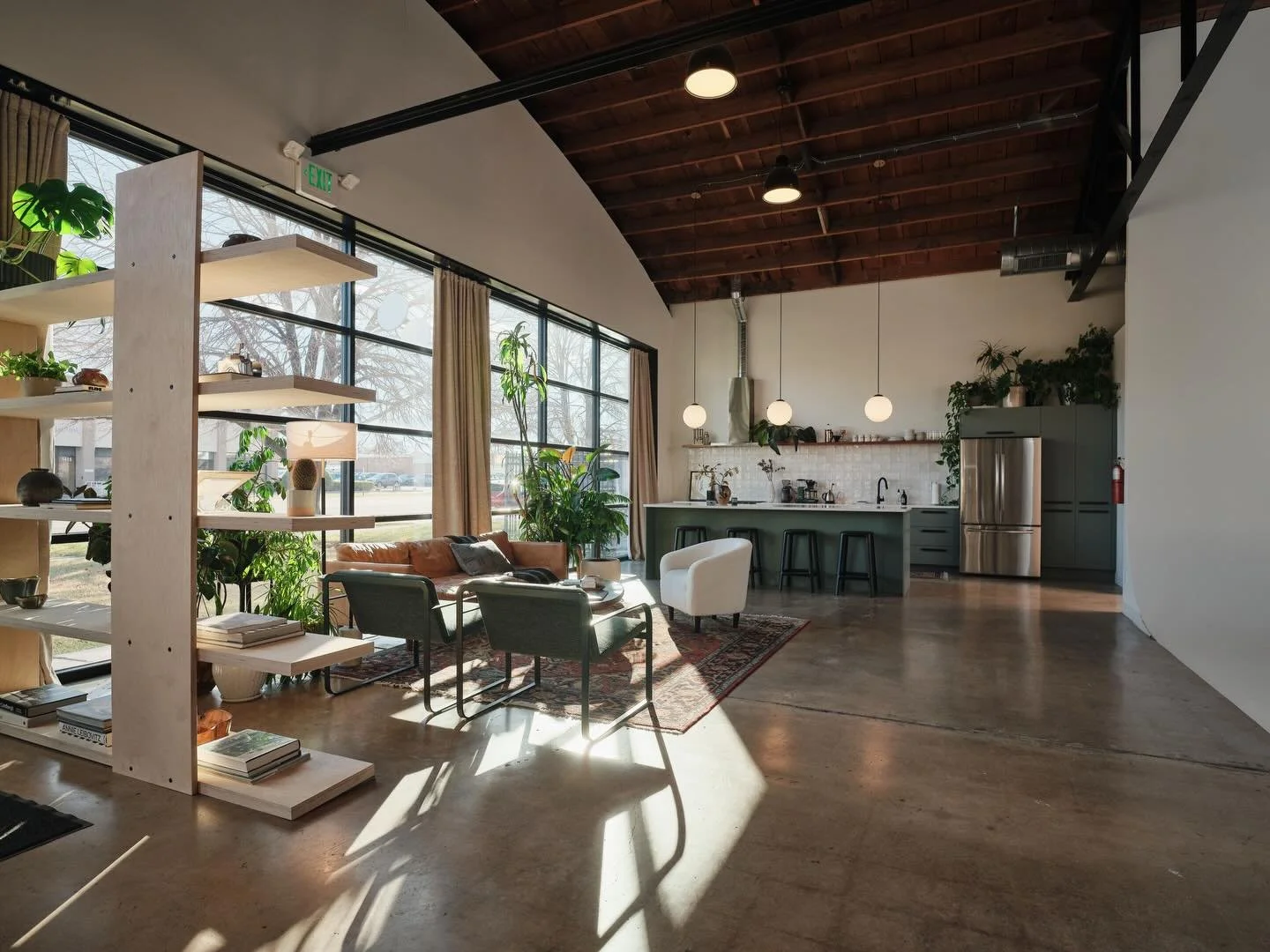 Natural light with full blackout capability, and a space designed to feel comfortable and easy to be in, even on the longest shoot days.