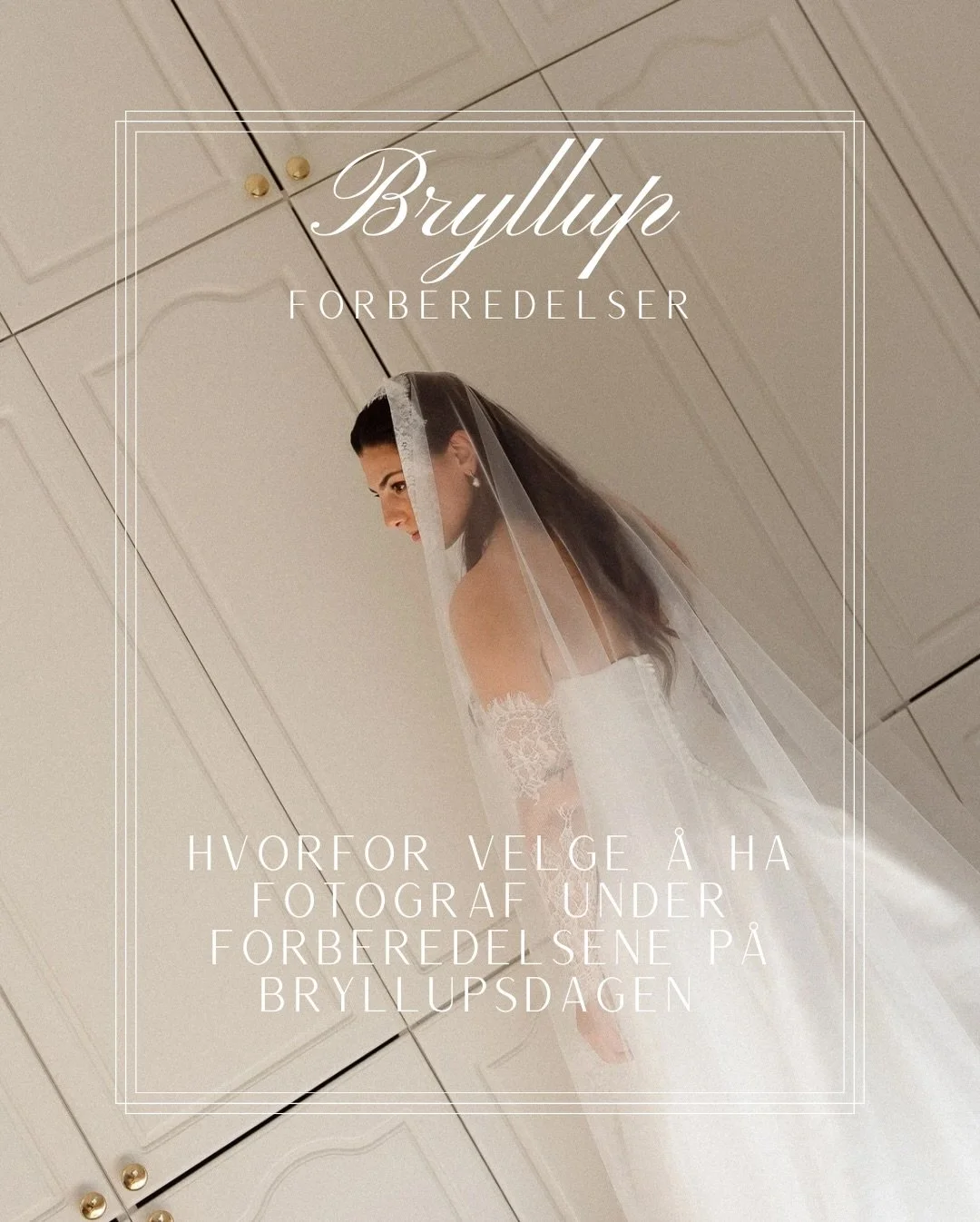 &Aring; ha fotograf under forberedelse p&aring; bryllupsdagen gir historien deres et ekstra l&oslash;ft! Det er jo faktisk her eventyret deres starter 👰🏼&zwj;♀️🤵🏻

Det gir dere en ekstra trygghet med fotografen.
Det er minner sammen med deres n&a