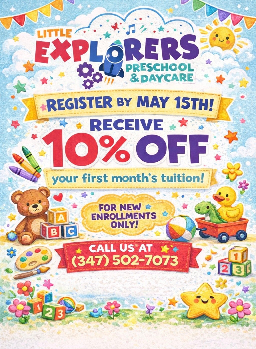 A nurturing preschool and daycare where children learn, grow, and thrive—now with 10% off your first month.