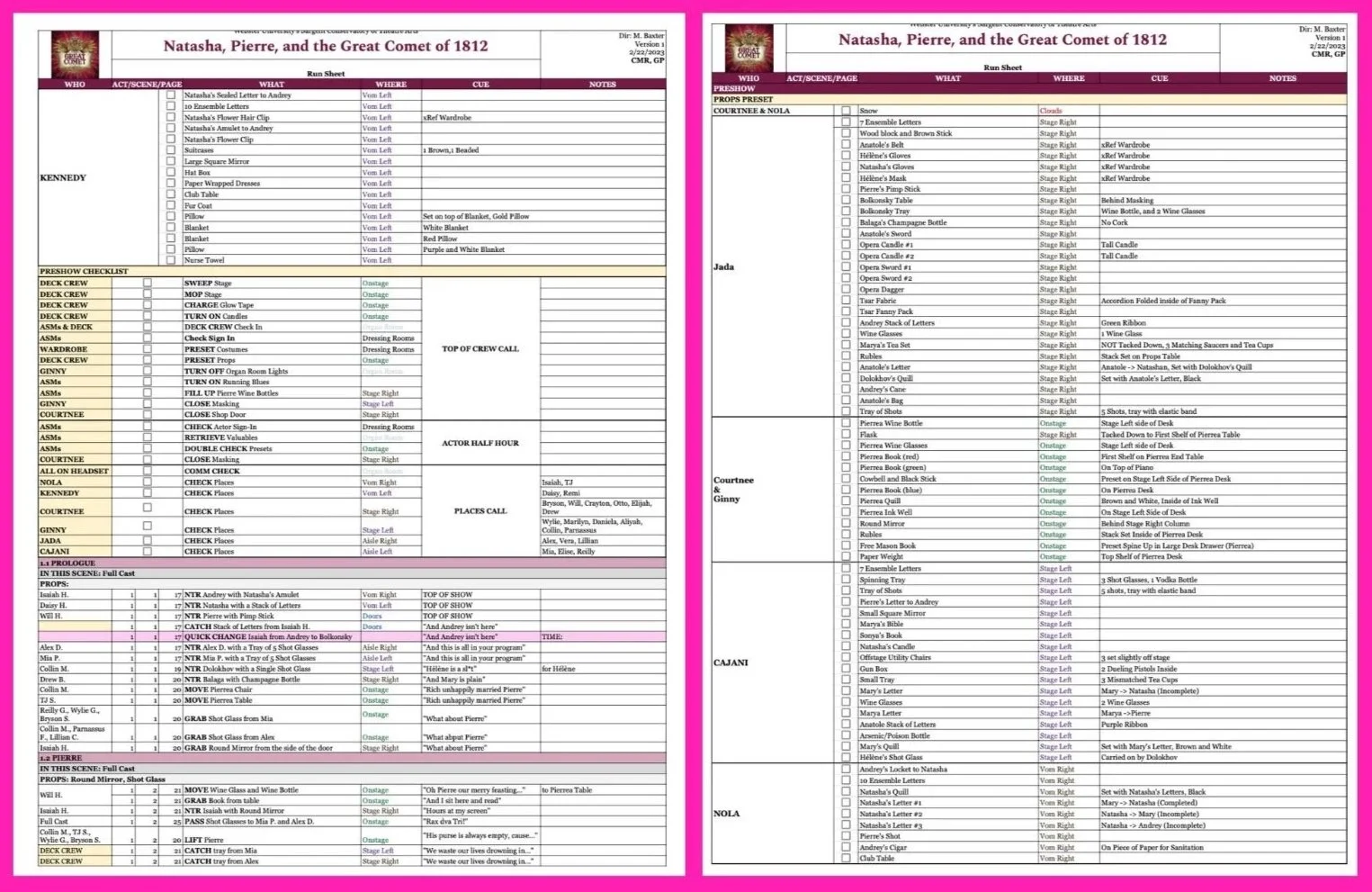 Run Sheet