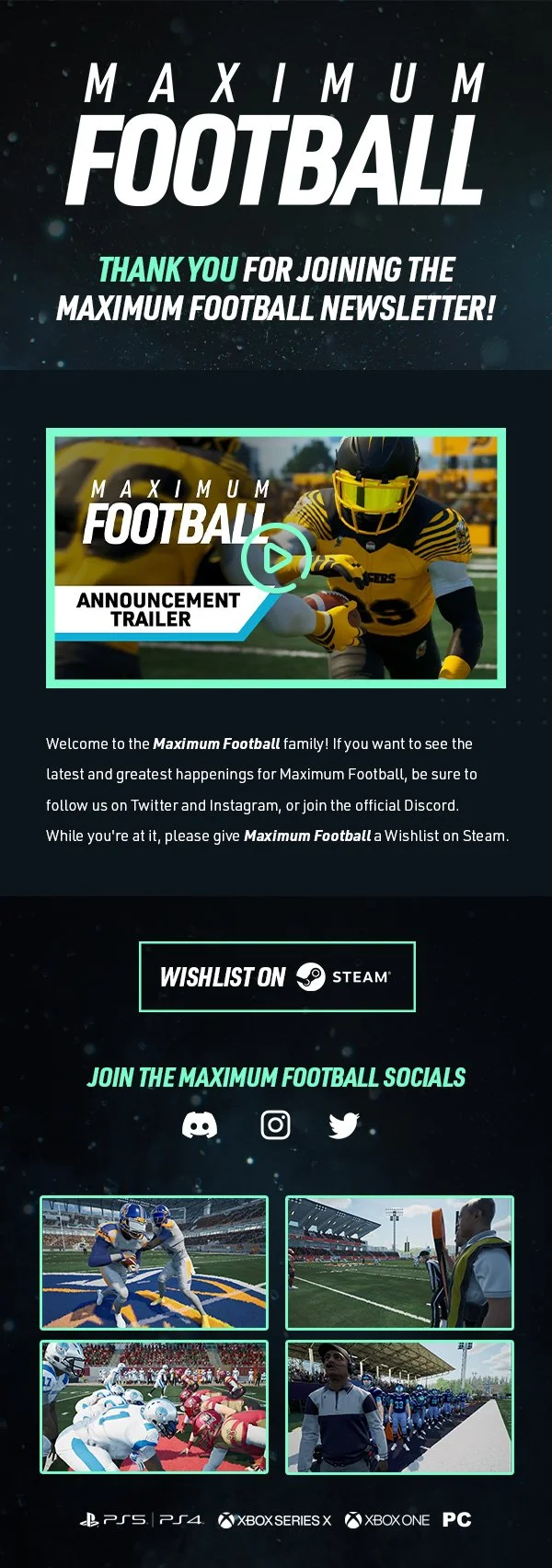 Newsletter and Wishlist CRM for Maximum Football