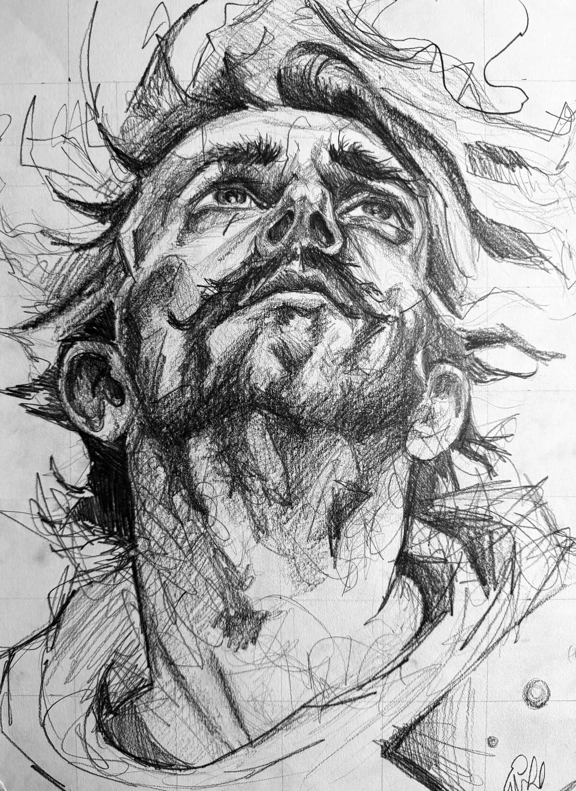 Once More Study One (looking up)
Pencil on Fabriano Paper
A3
£120 (SOLD)