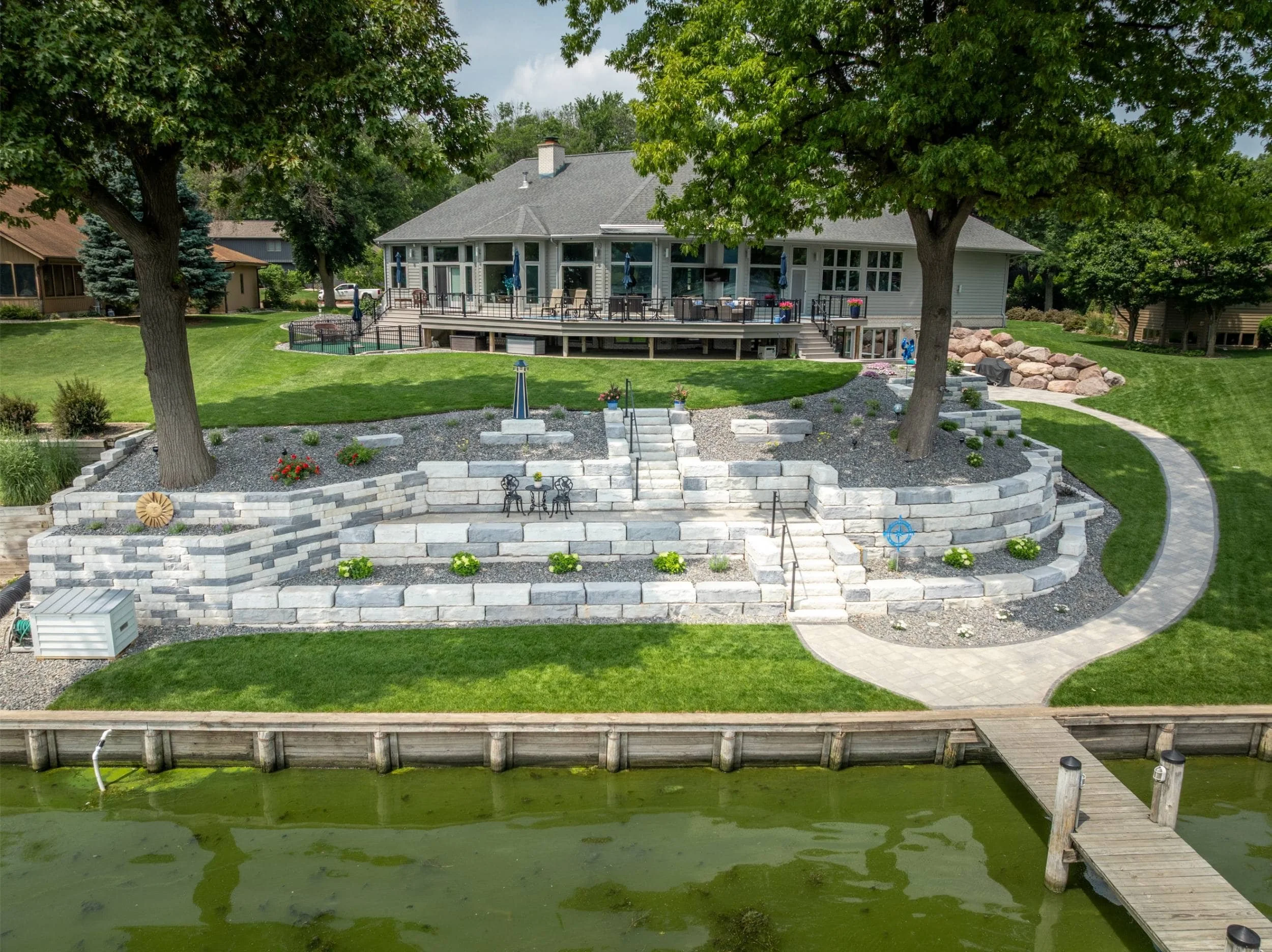 A backyard improved with plants from a local garden center in the Fox Cities, WI