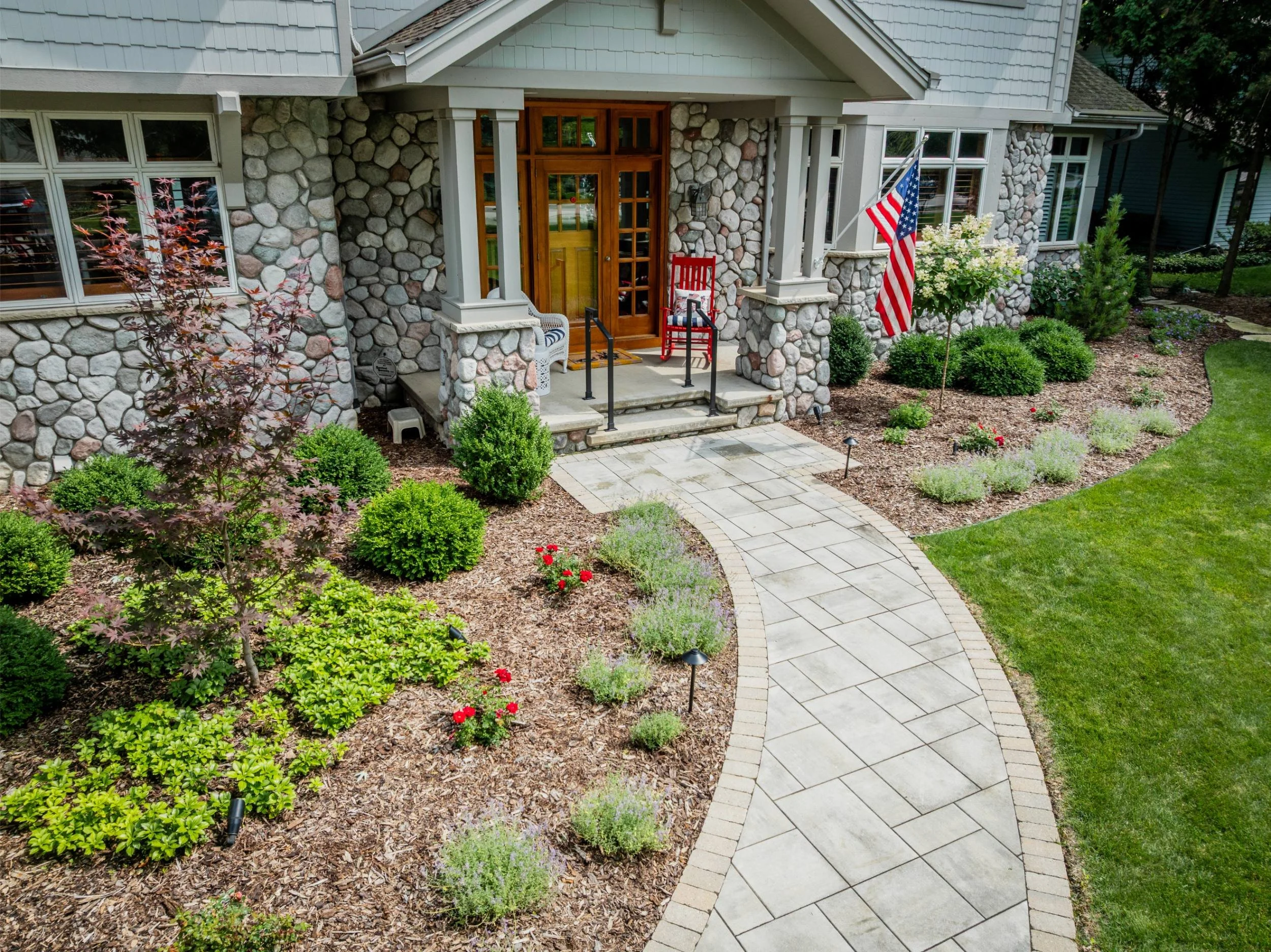 A deer-resistant planting design sourced from a local garden center in Green Bay, WI