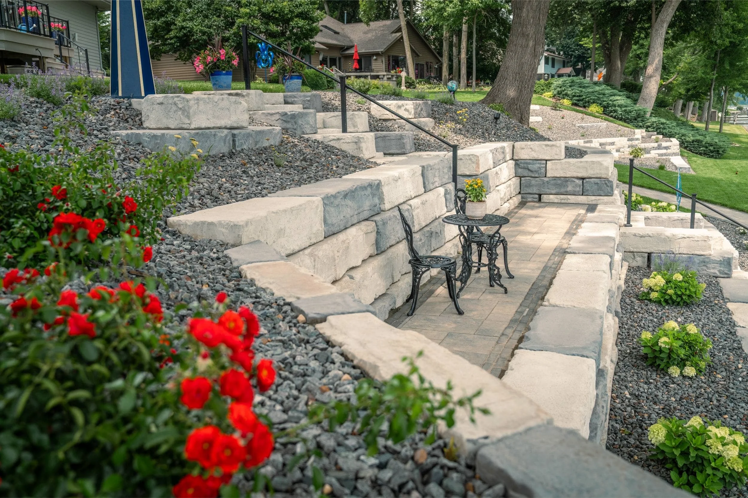 A shoreline landscape designed for long-term stability in Appleton, WI