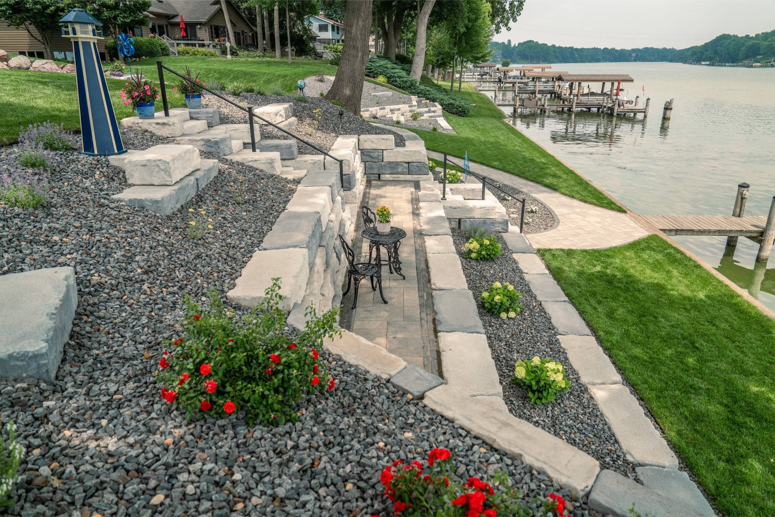 A waterfront garden sourced from a nursery near me in Green Bay, WI