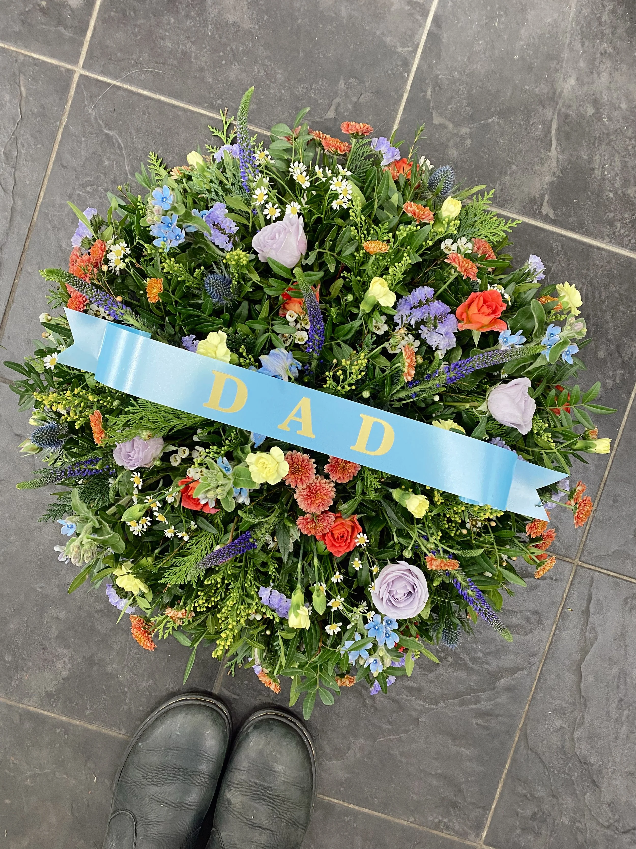 15 Inch Round Posy Pad With Sash. Available in any colour.