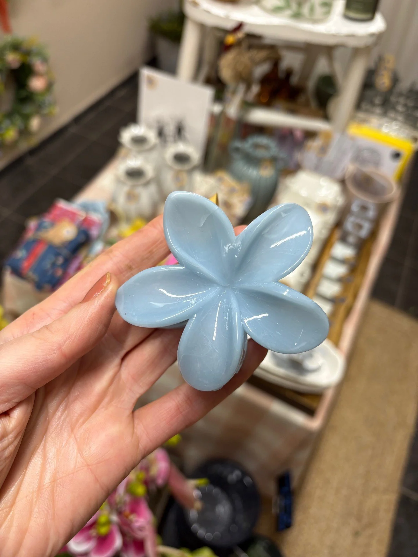 Blue Flower Claw Clip
