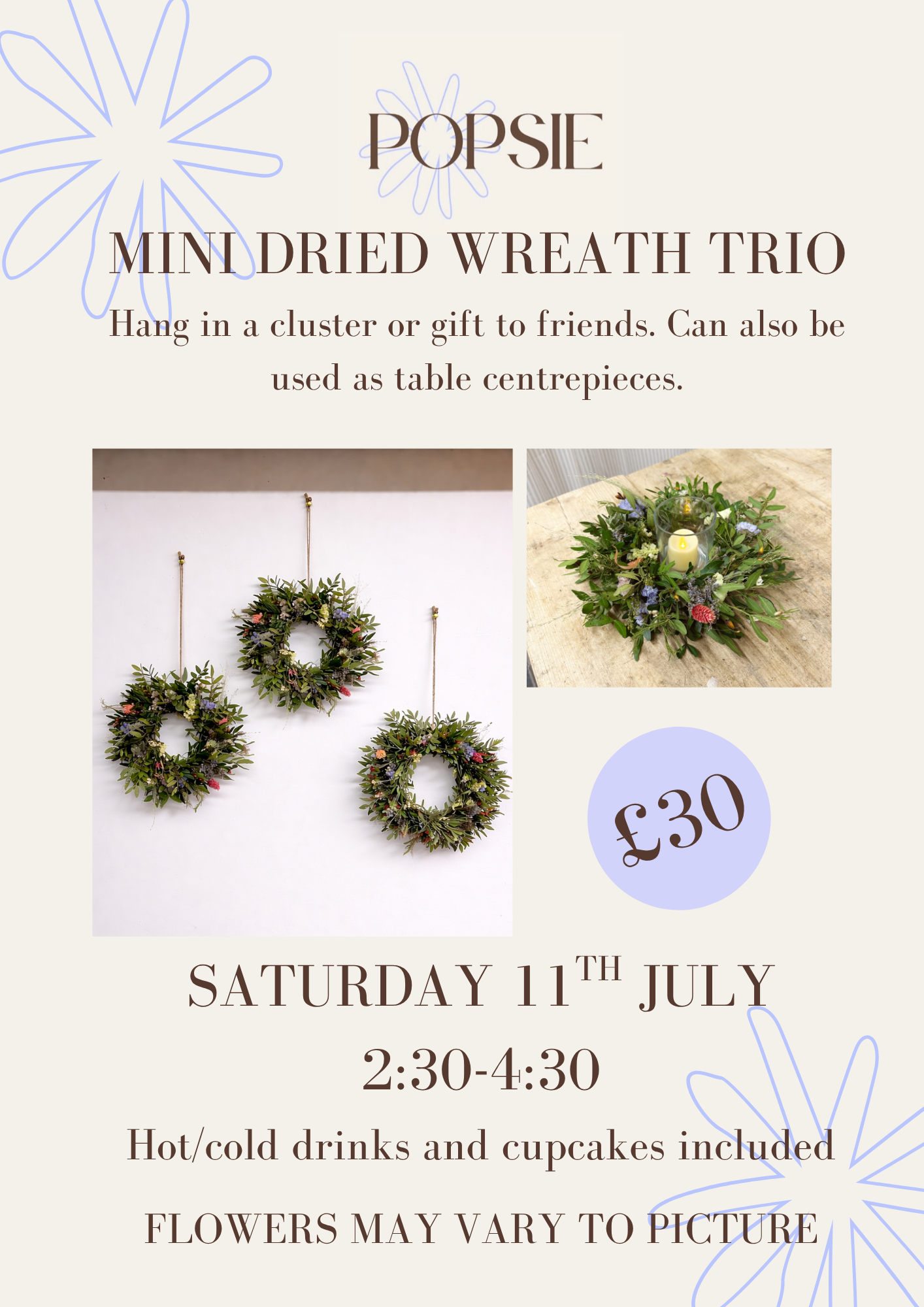 Mini Dried Wreath Trio (SAT)