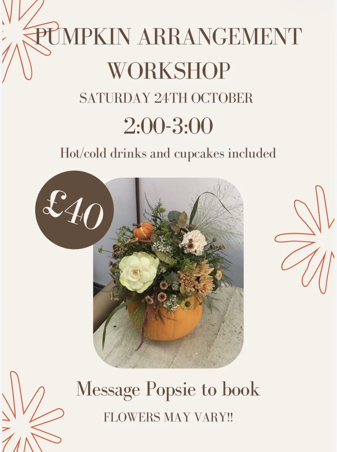 Pumpkin Arrangement Workshop (Sat 24th Oct)