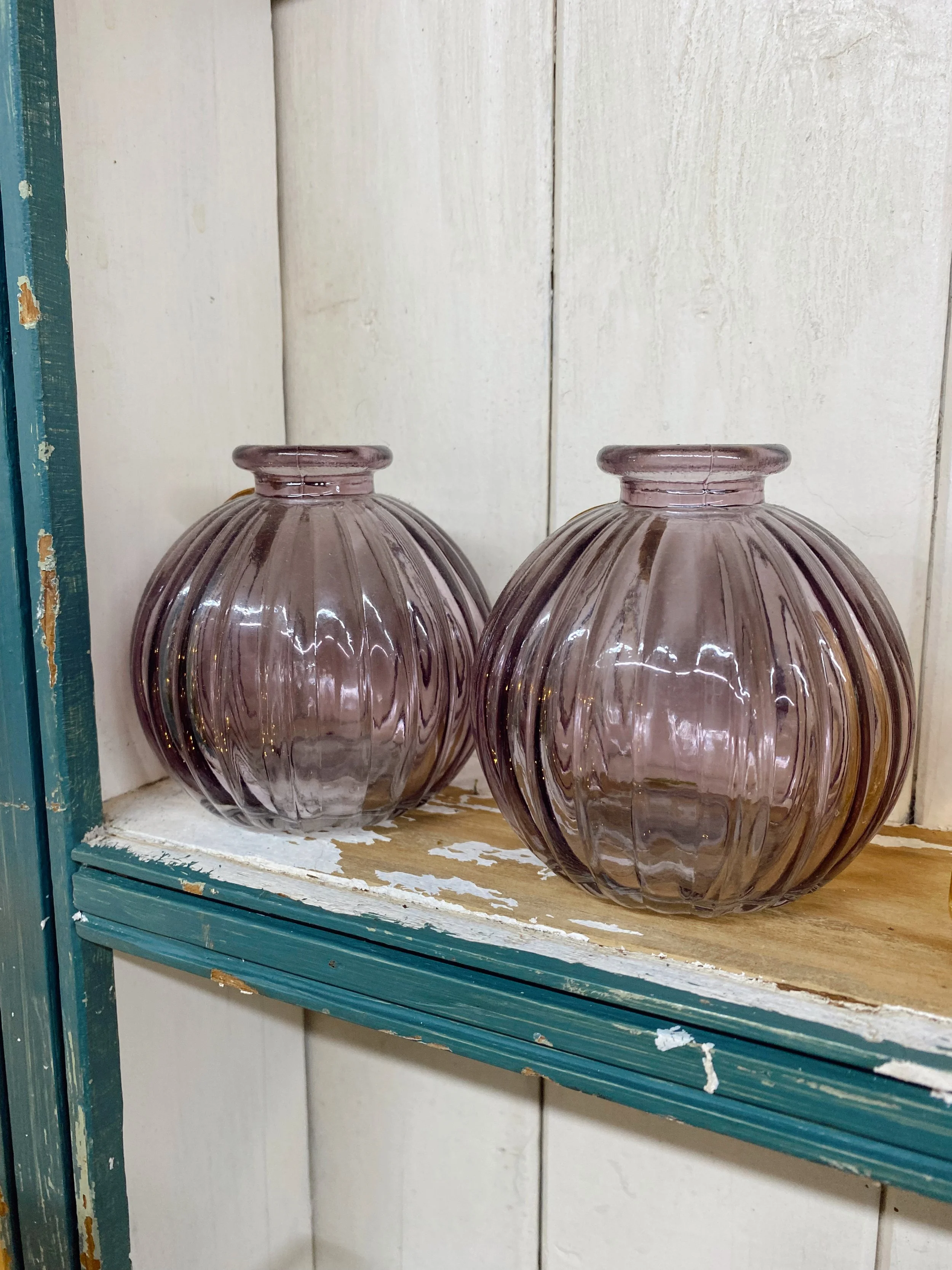 Purple Ribbed Bud Vase