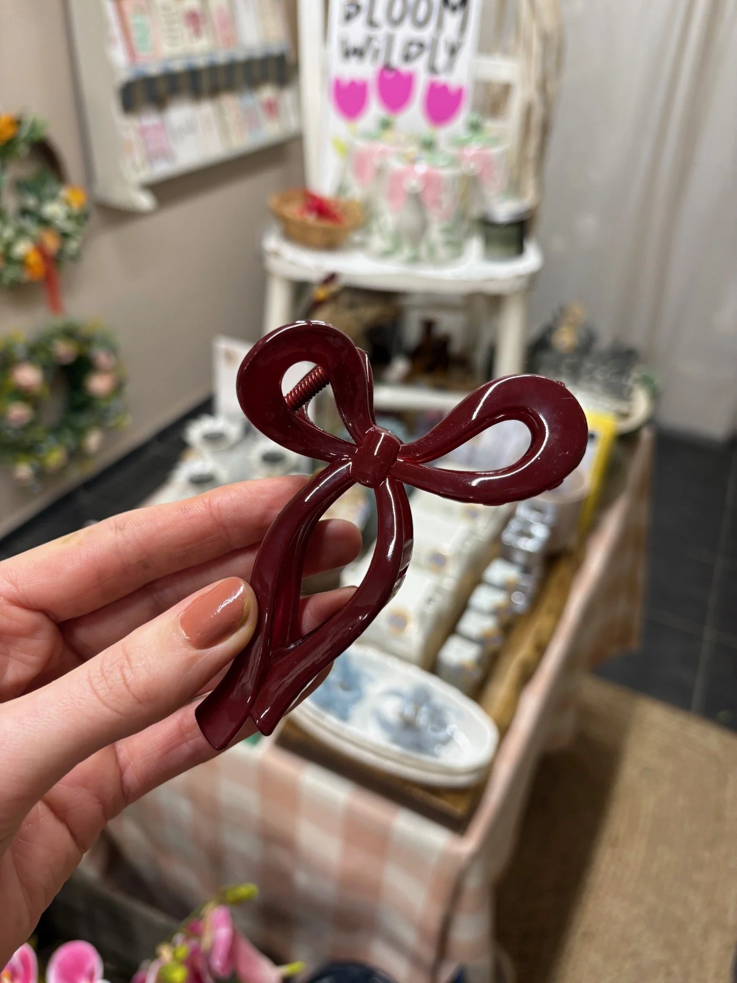 Maroon Bow Hair Clip