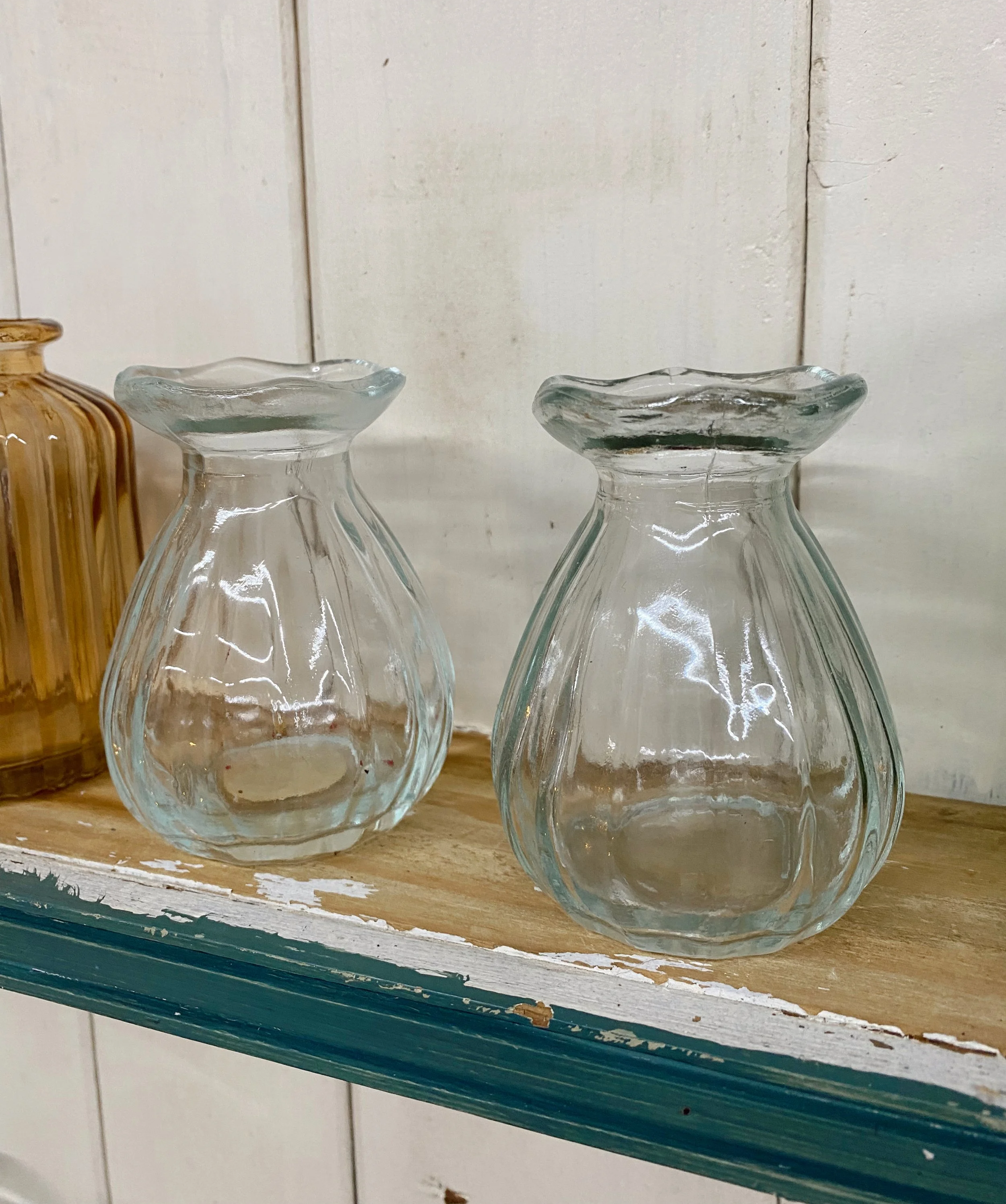 Small Fluted Clear Glass Bud Vase