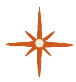 A star-shaped design with eight points, featuring a central circular element.