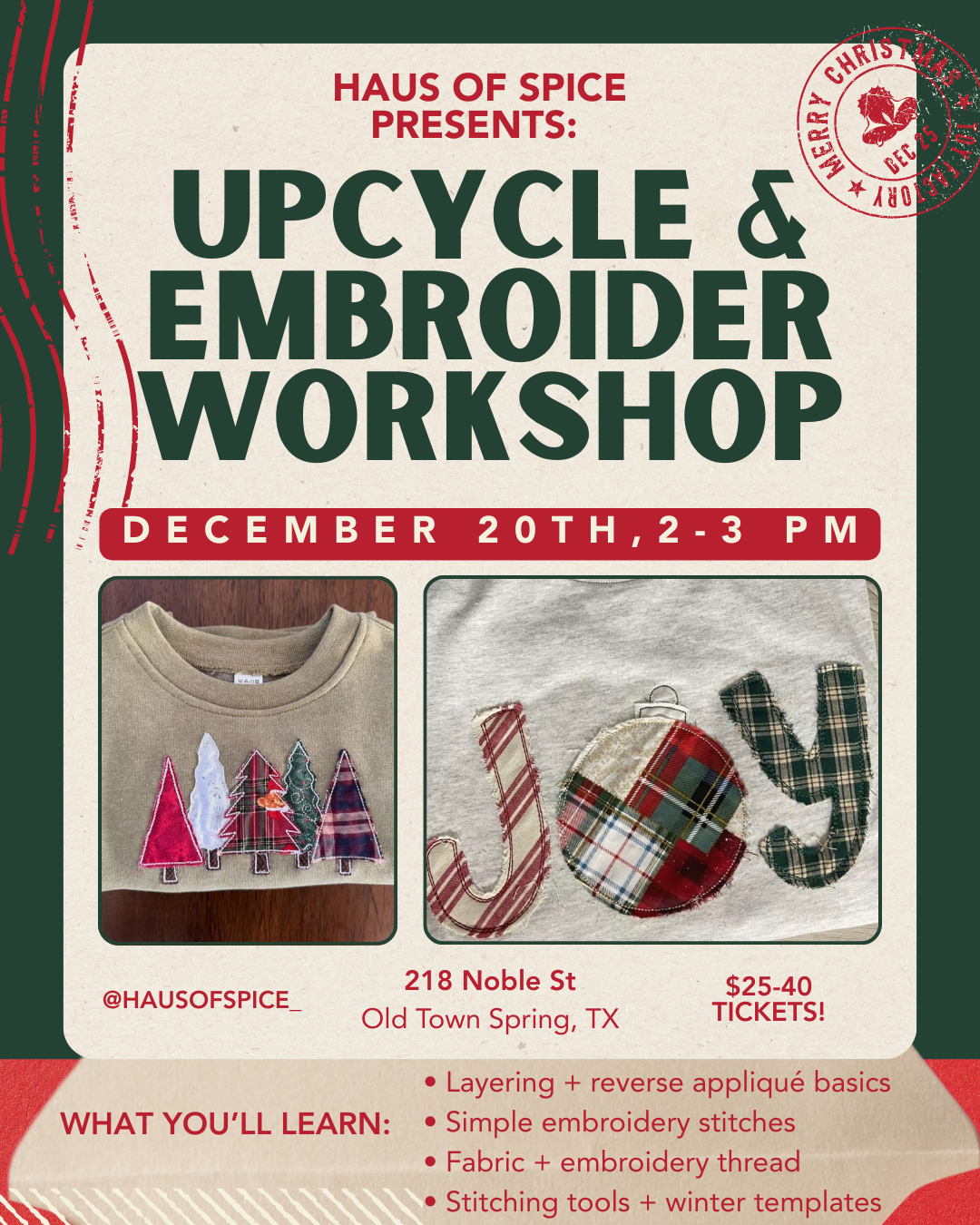 Upcycle & Embroider Workshop!