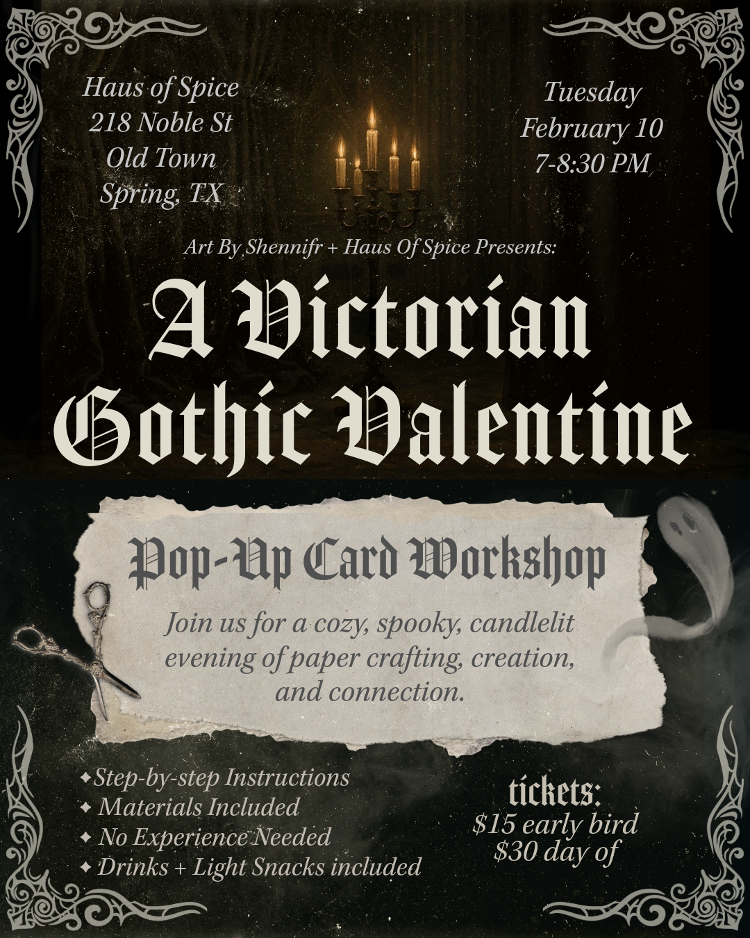 Victorian Gothic Valentine Pop Up Card Workshop!