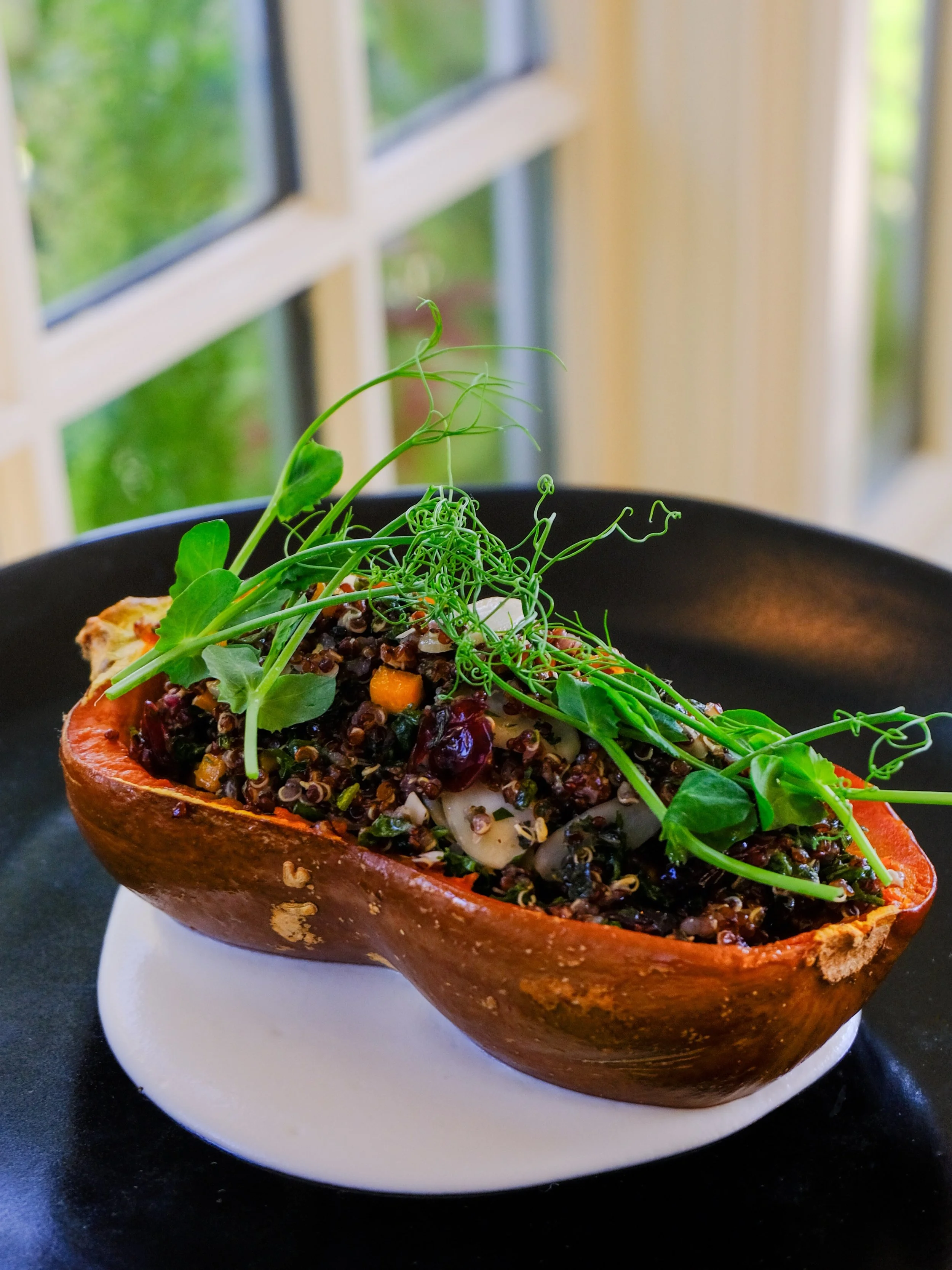 This fall savor our Roasted Honeynut Squash, paired with vibrant red quinoa tabouli, tangy dried cranberry vinaigrette, and a silky pineapple &amp; almond emulsion. A beautiful balance of sweet, tart, and nutty flavors in every bite.

Make a reservat