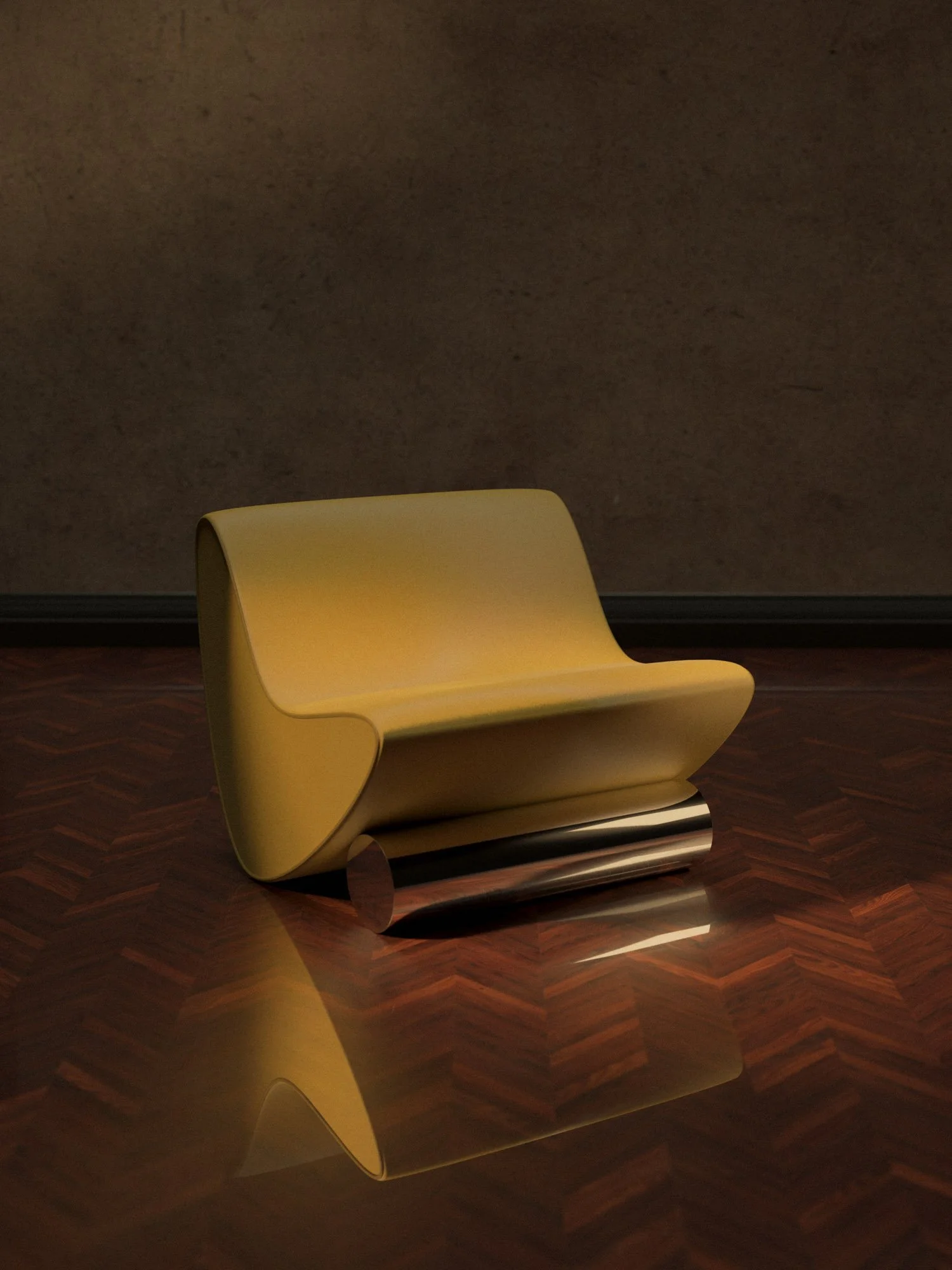Vanguard Lounge Chair Yellow Mohair