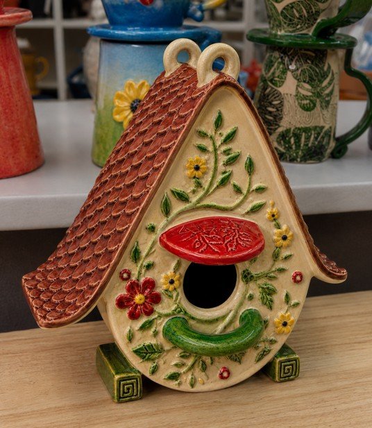 Hand Built Textured Birdhouse