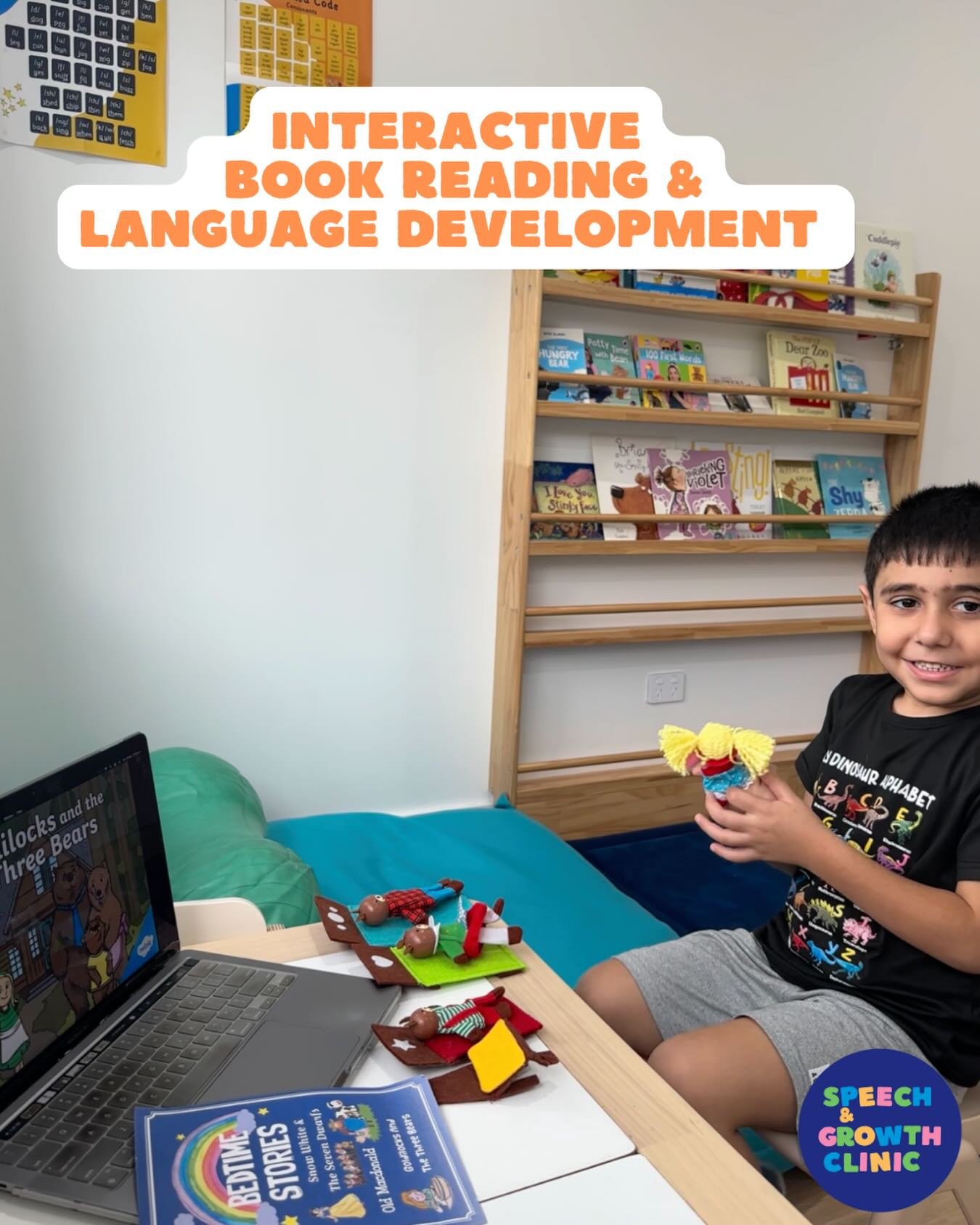 Books become even more powerful when they&rsquo;re interactive! 📖🐻 Using puppets during Goldilocks and the Three Bears helps children maintain attention to the language rich story line, engage, and have greater opportunities to hear and use target 