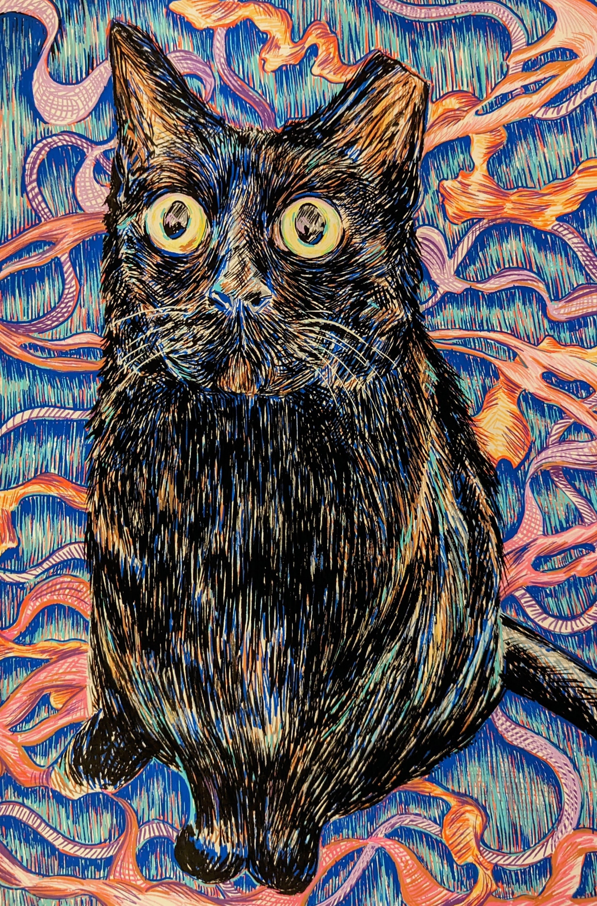 My Lovely Shrimpus, 12x18 Paint Markers on Paper, (2023)