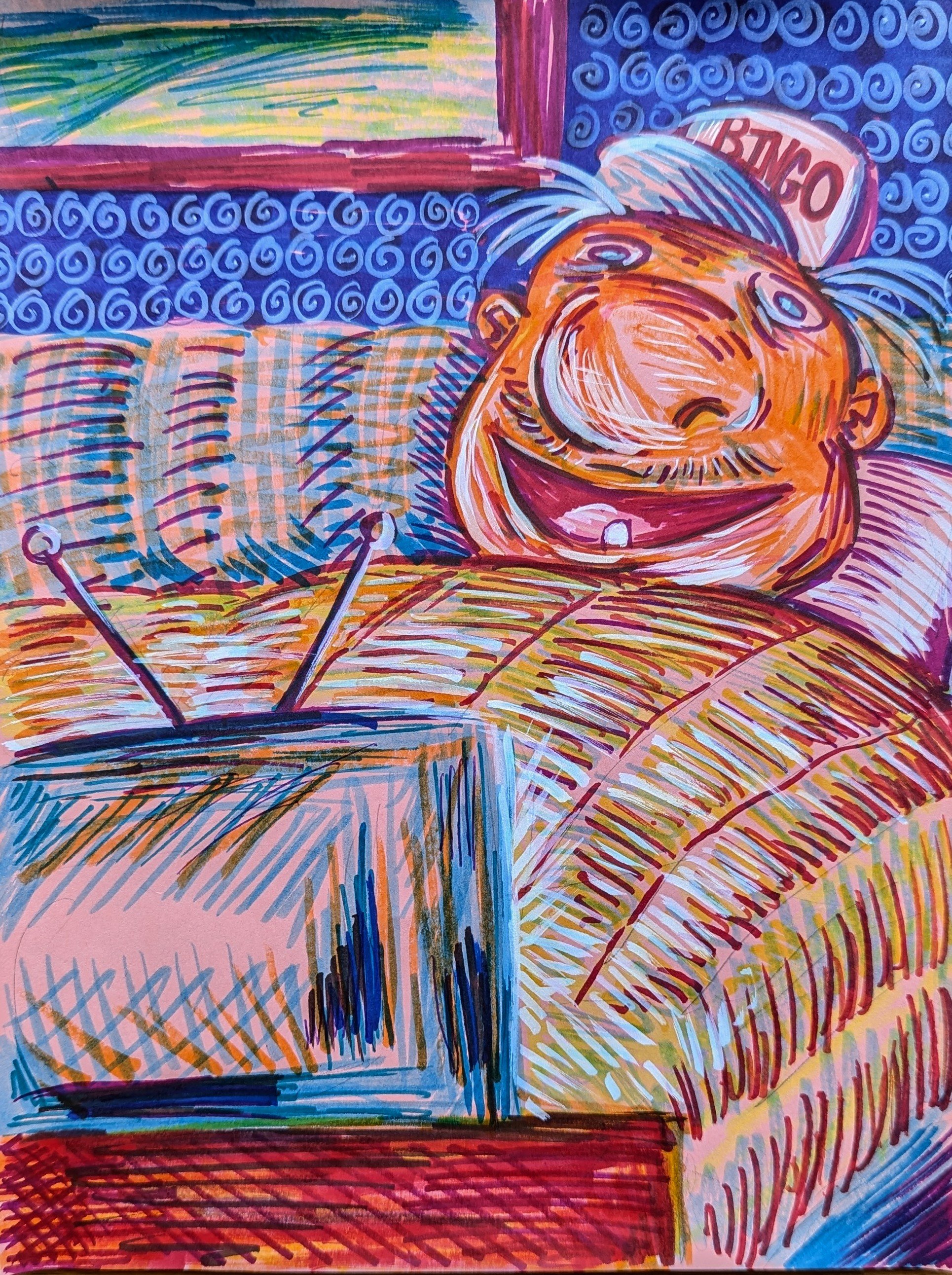 A Long Day, 8.5x11 Sharpie on Paper (2024)