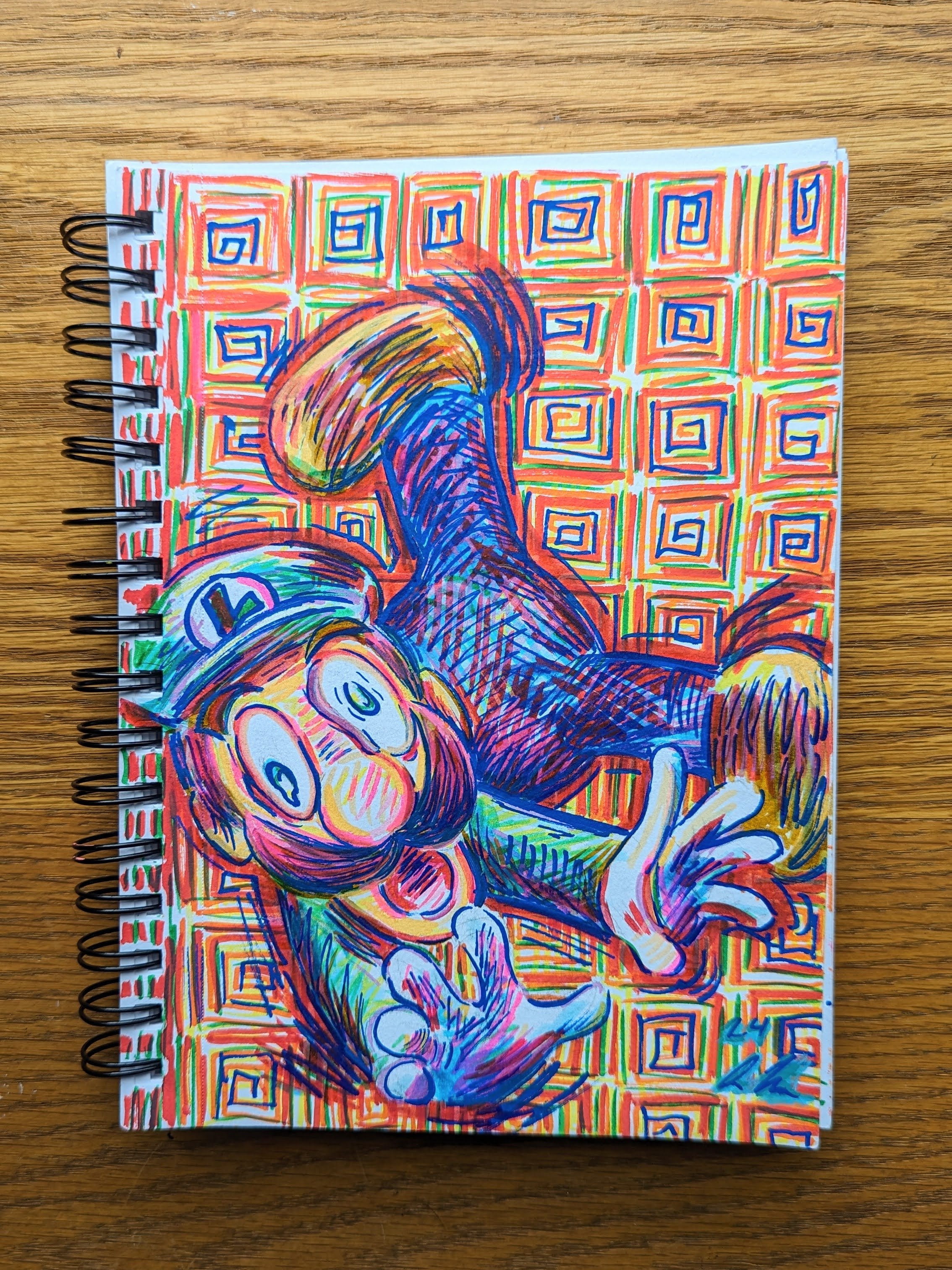 Trippy Luigi 5.5x8.5 Paint Markers on Paper (2024)