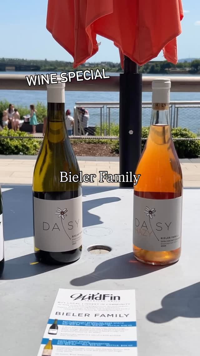 🍷 We’re proud to feature Bieler Family Wines, a bold lineup crafted right here in Columbia Valley, Washington — available for a limited time only.
From the playful fizz of the Bottlerocket Spritz to the silky Daisy “Hazy” Or