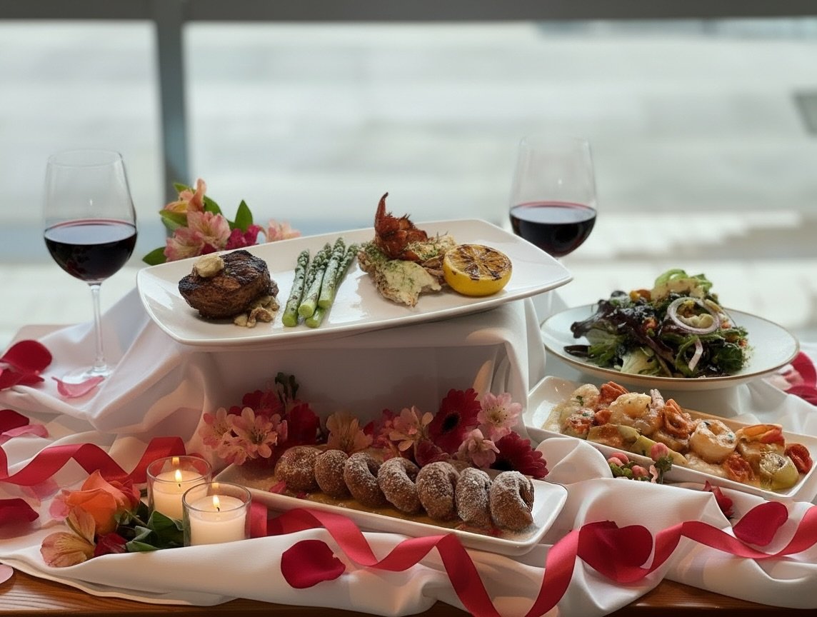 💕 An unforgettable Valentine&rsquo;s Day dining experience crafted for sharing and celebrating your love.

Our $154.95 Four-Course Dinner for Two includes:
✨ An appetizer to share: Calamari or Garlic Prawns
✨ Soup or salad: Northwest Seafood Chowder