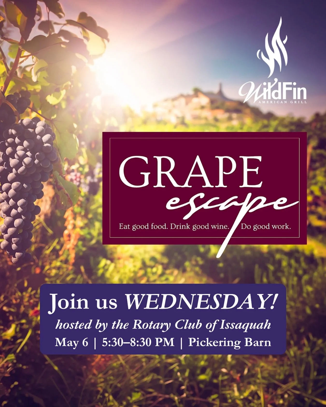 Issaquah, we&rsquo;re back for one of our favorite nights of the year! 🍷✨

Join us at Grape Escape 2026, hosted by the Rotary Club of Issaquah @issy.rotary on May 6 from 5:30&ndash;8:30 PM at Pickering Barn, for an evening of incredible wine, local 