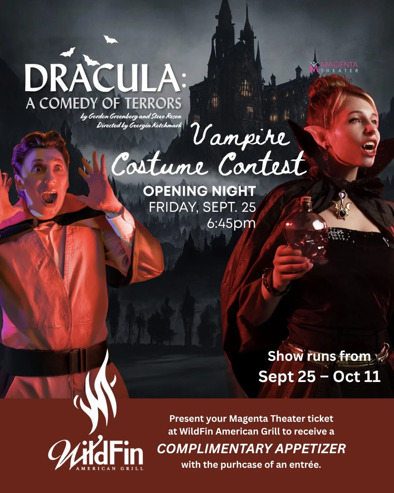 🩸🎭 Dinner and a show in Vancouver! 🎭🩸

We&rsquo;ve teamed up with @magentatheater for their new production, Dracula: A Comedy of Terrors &mdash; running Sept 25 through Oct 11 &mdash; and we want to feed you before the curtain rises.

Bring in yo