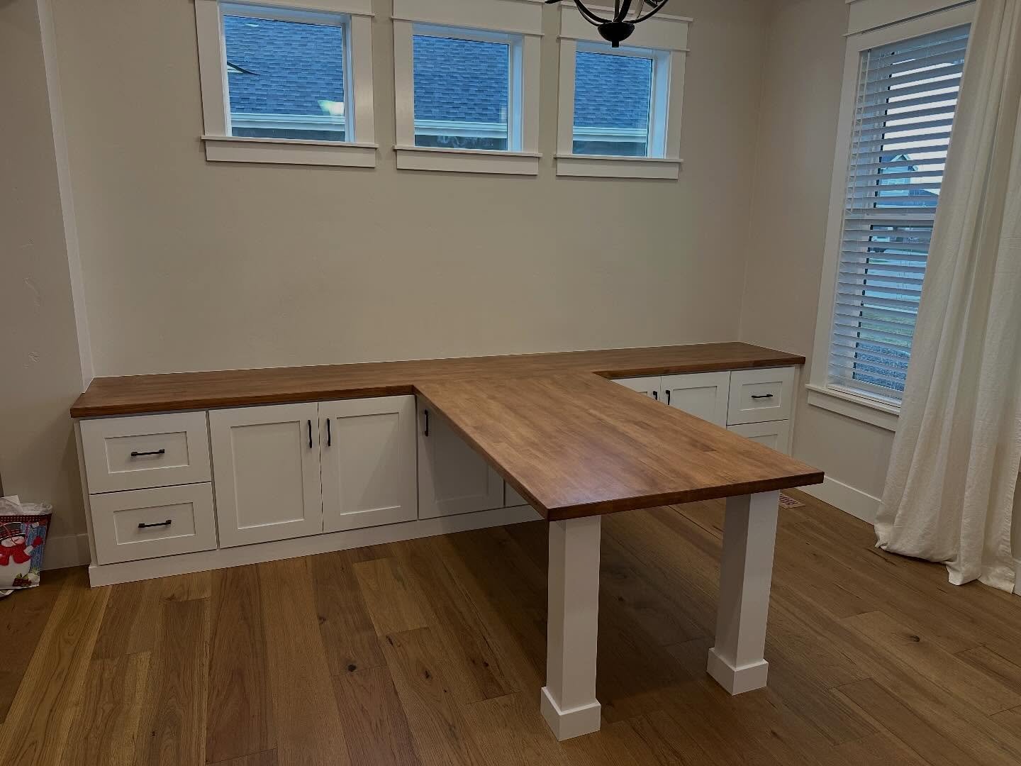 WOW!! This his and her office space is an absolute dream! Complete with everything an office needs- 100% custom built &amp; finished to perfection. It&rsquo;s jam packed with tons of storage including file cabinets, a pull out printer access and a sh