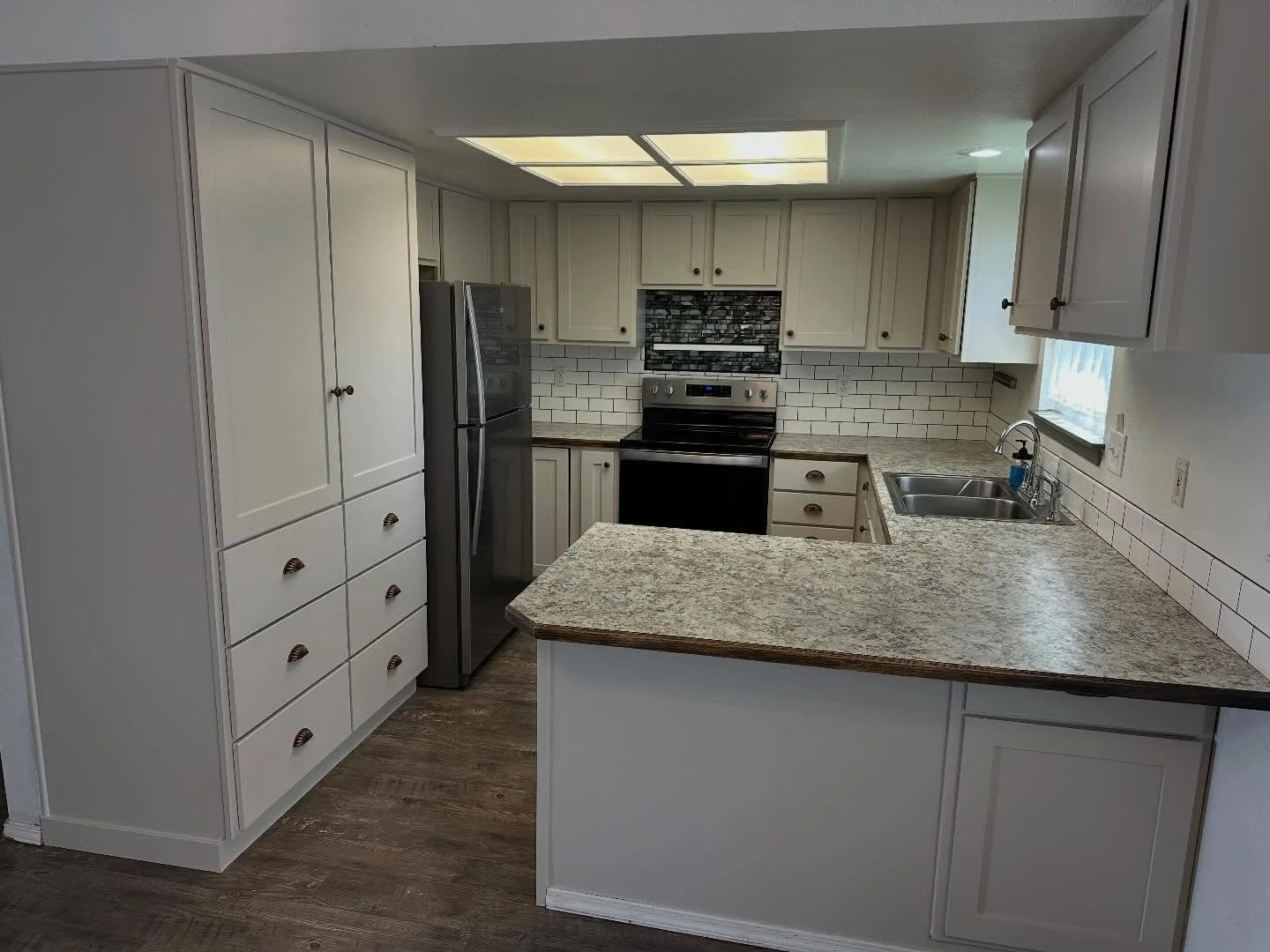 What a stunning kitchen upgrade!! 
This kitchen looks absolutely incredible after a 100% custom built cabinet refacing, pantry build out &amp; refinish! Talk about a stunning update with beautiful detailing and so more functional storage! 

#meridian